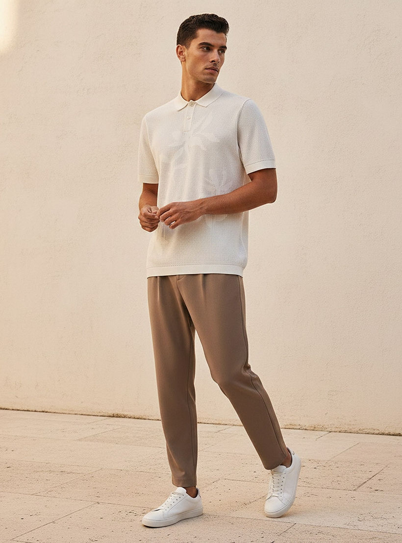 تيشيرت بولو جاكار بأكمام قصيرة من آيكونيك-men-clothing-tshirtsandpolos-polos-image-3
