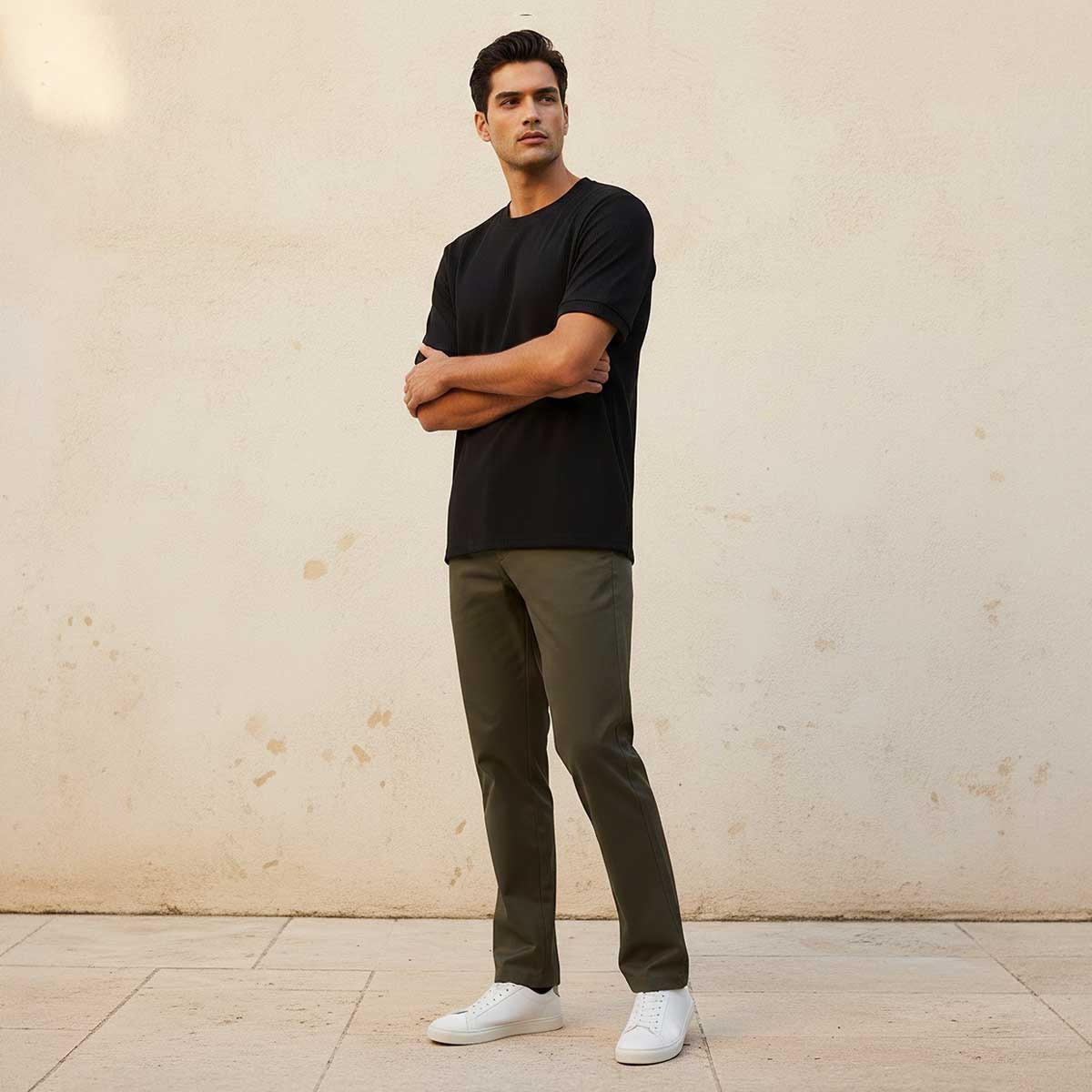 تيشيرت رجالي بارز الملمس بياقة ضيقة وأكمام قصيرة من آيكونيك-men-clothing-tshirtsandpolos-tshirts-image-3