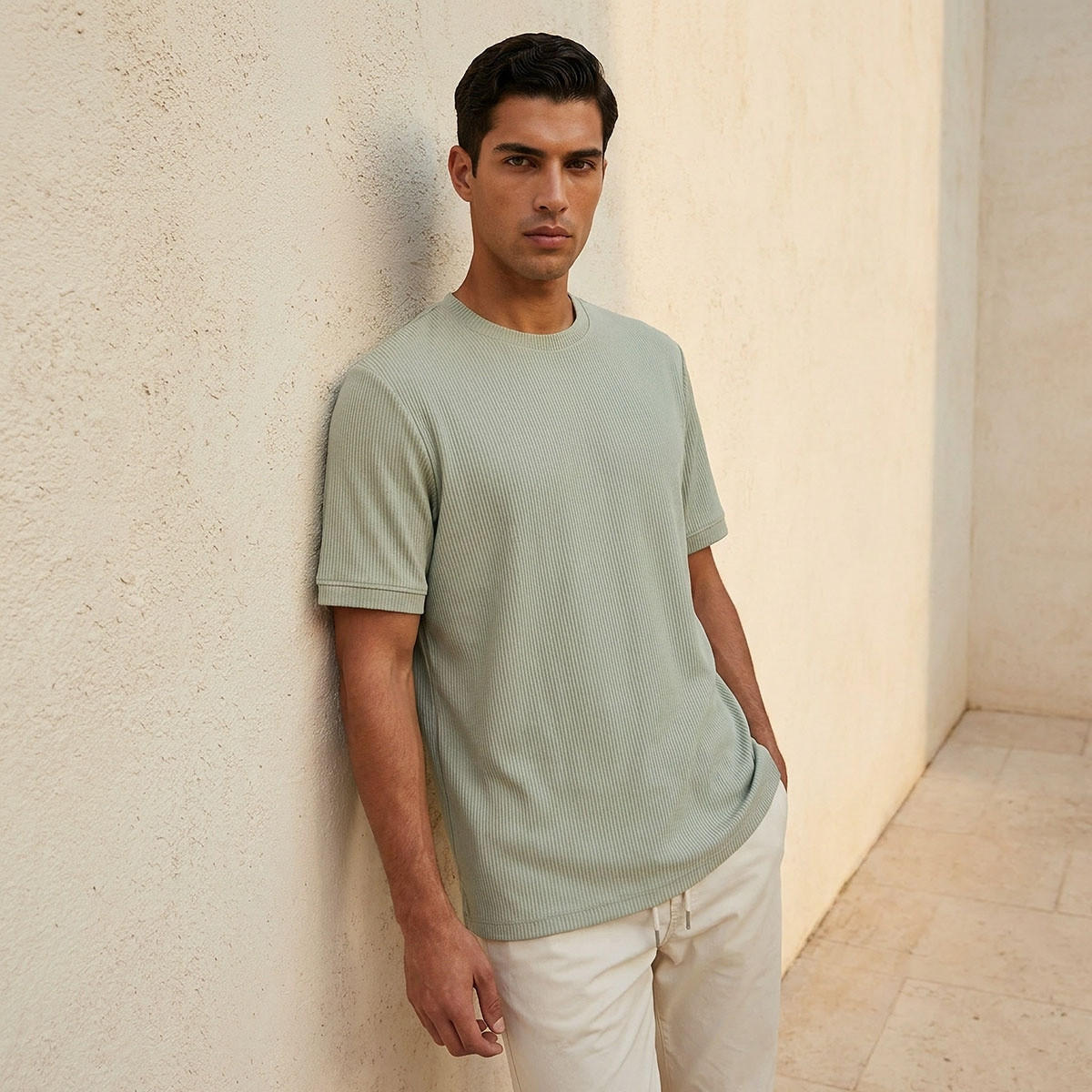 Iconic Crew Neck Short Sleeves Textured T-shirt-men-clothing-tshirtsandpolos-tshirts-image-1
