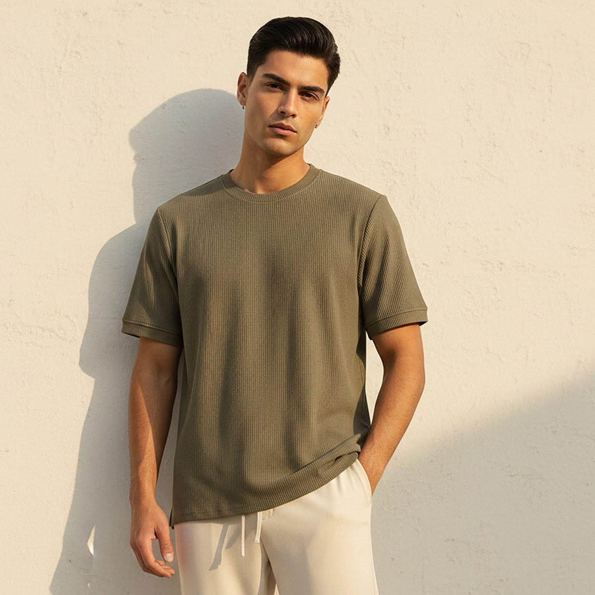 Iconic Crew Neck Short Sleeves Textured T-shirt-men-clothing-tshirtsandpolos-tshirts-image-1