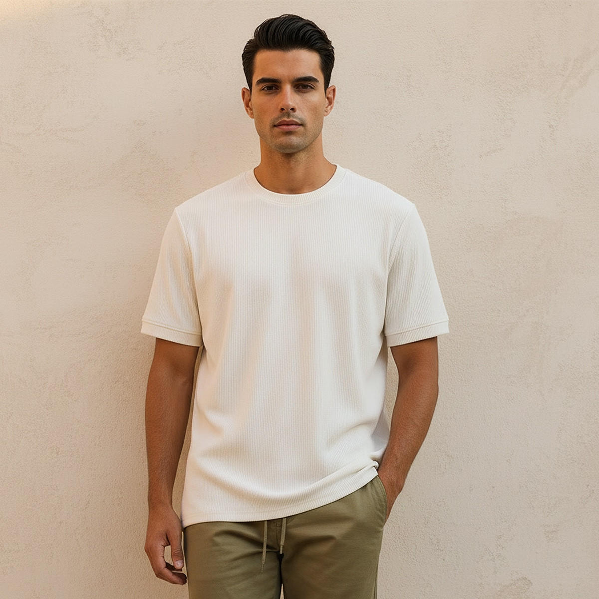 Iconic Crew Neck Short Sleeves Textured T-shirt-men-clothing-tshirtsandpolos-tshirts-image-1