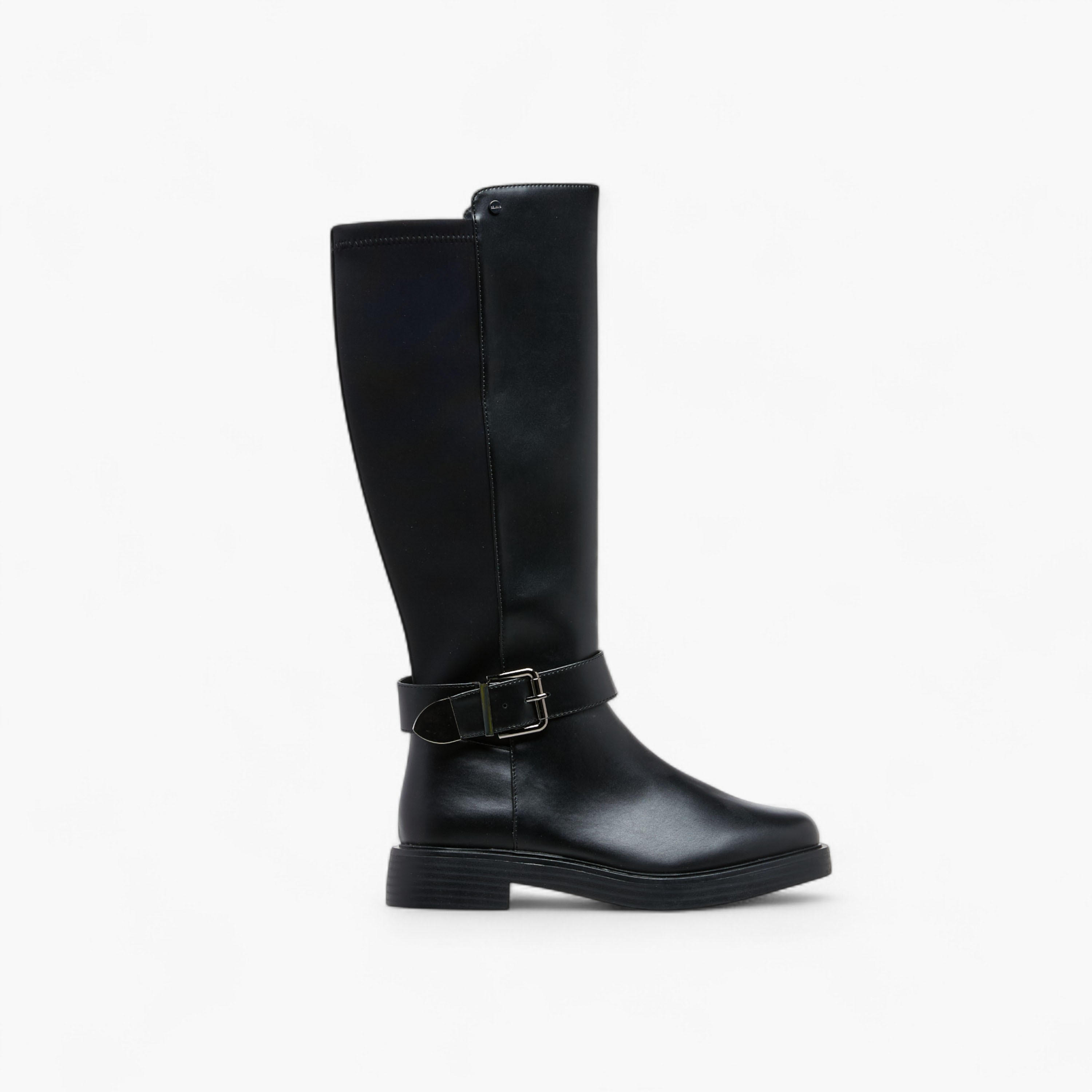 Celeste Women's Panelled High Shaft Boots with Zip Closure-women-shoes-boots-image-3