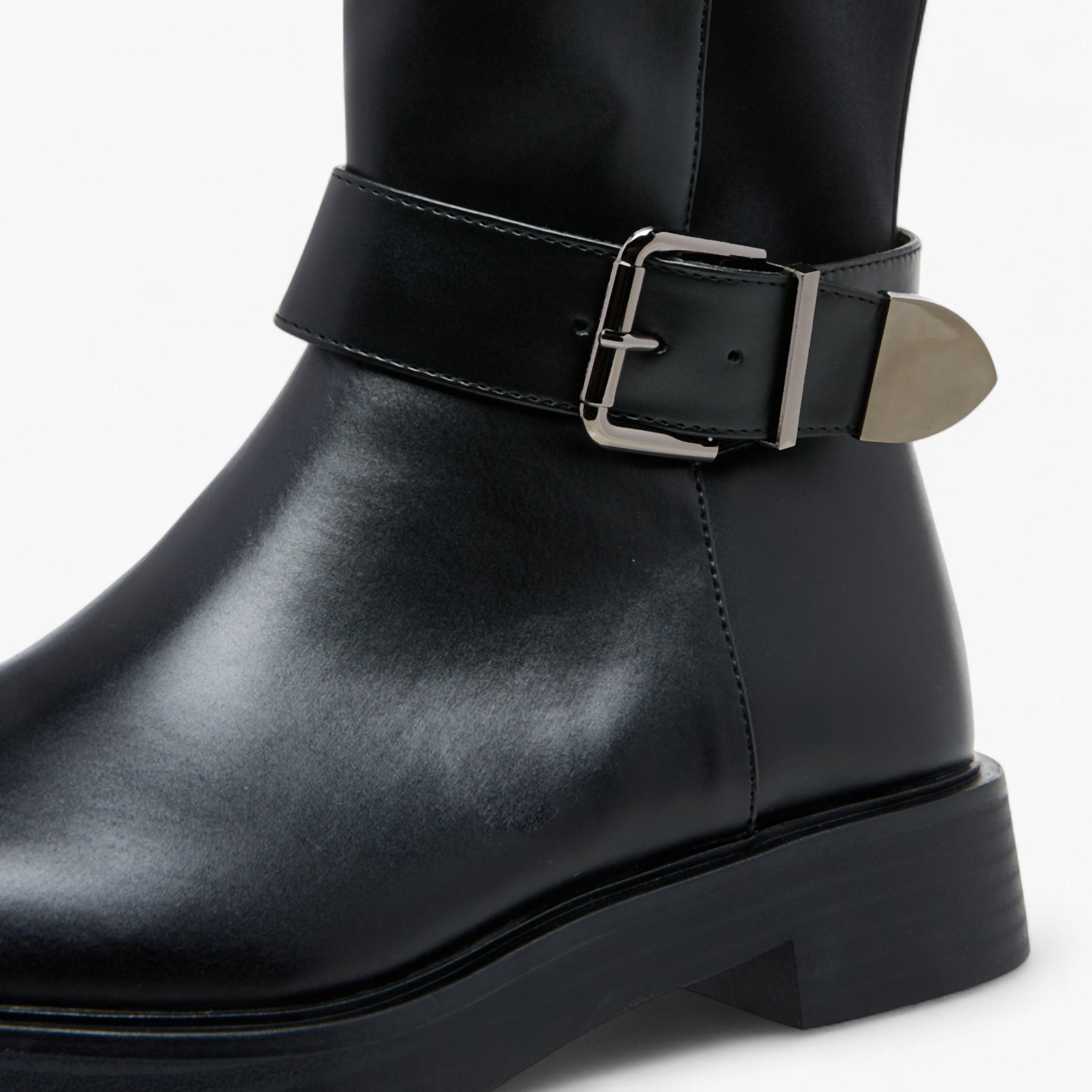 Celeste Women's Panelled High Shaft Boots with Zip Closure-women-shoes-boots-image-4