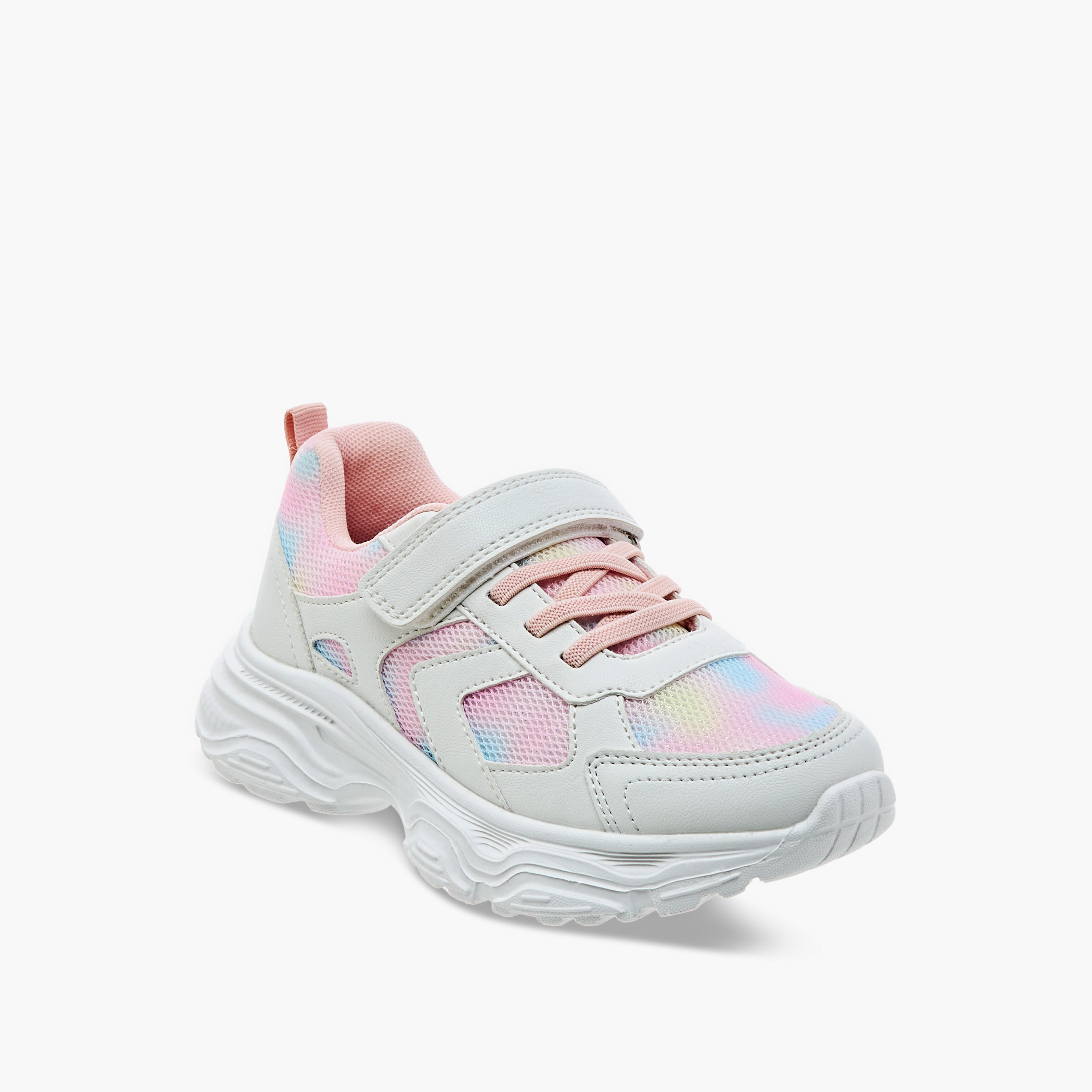 Juniors Panelled Sneakers with Hook and Loop Closure-girls-shoes-sneakers-image-2