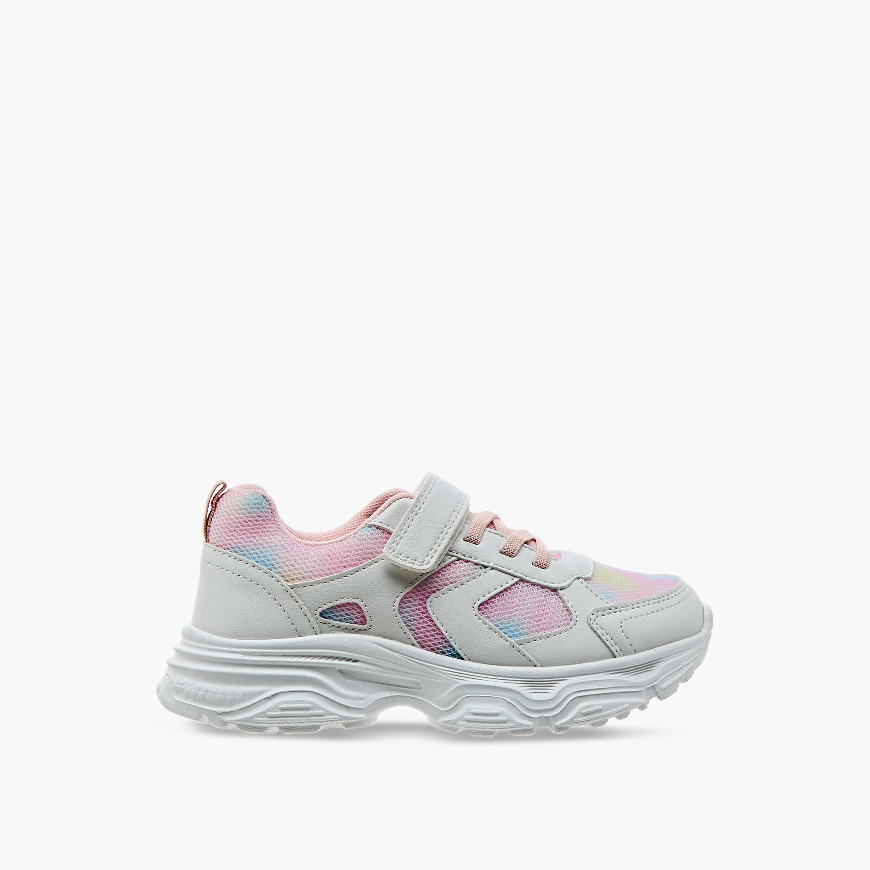 Juniors Panelled Sneakers with Hook and Loop Closure-girls-shoes-sneakers-image-3