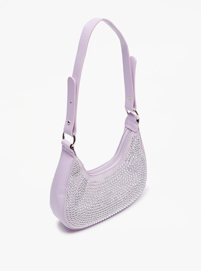 Embellished Hobo Bag with Zip Closure-girls-accessories-bags-image-2