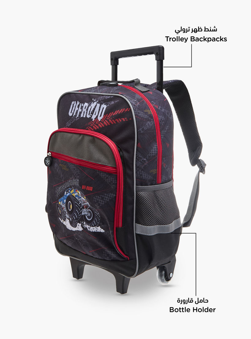 LBL by Shoexpress Graphic Print Trolley Backpack with Retractable Handle - 44x16x30 cms-school-bagsandbackpacks-trolleybags-image-4
