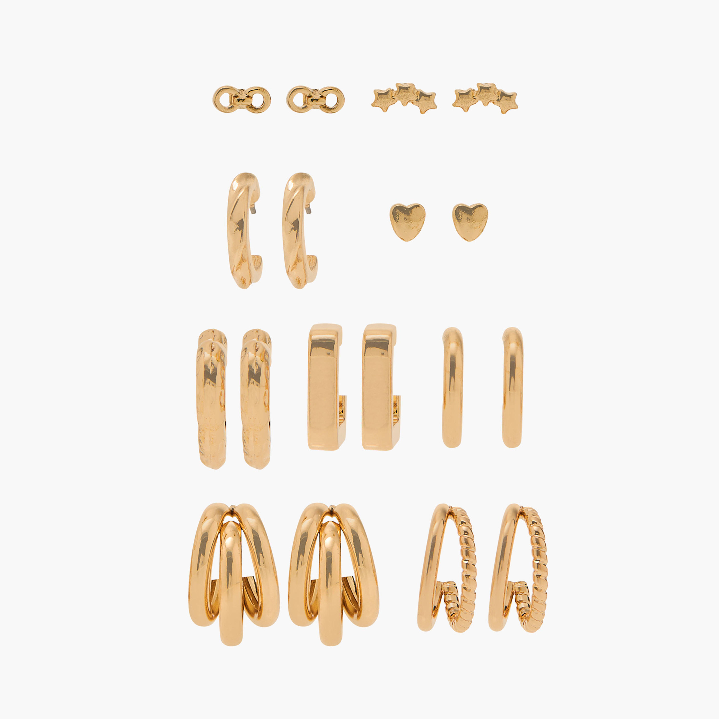 حلقان ميتاليك من فلورا بيلا - طقم 9 أزواج-women-watchesandjewellery-jewellery-earrings-image-1