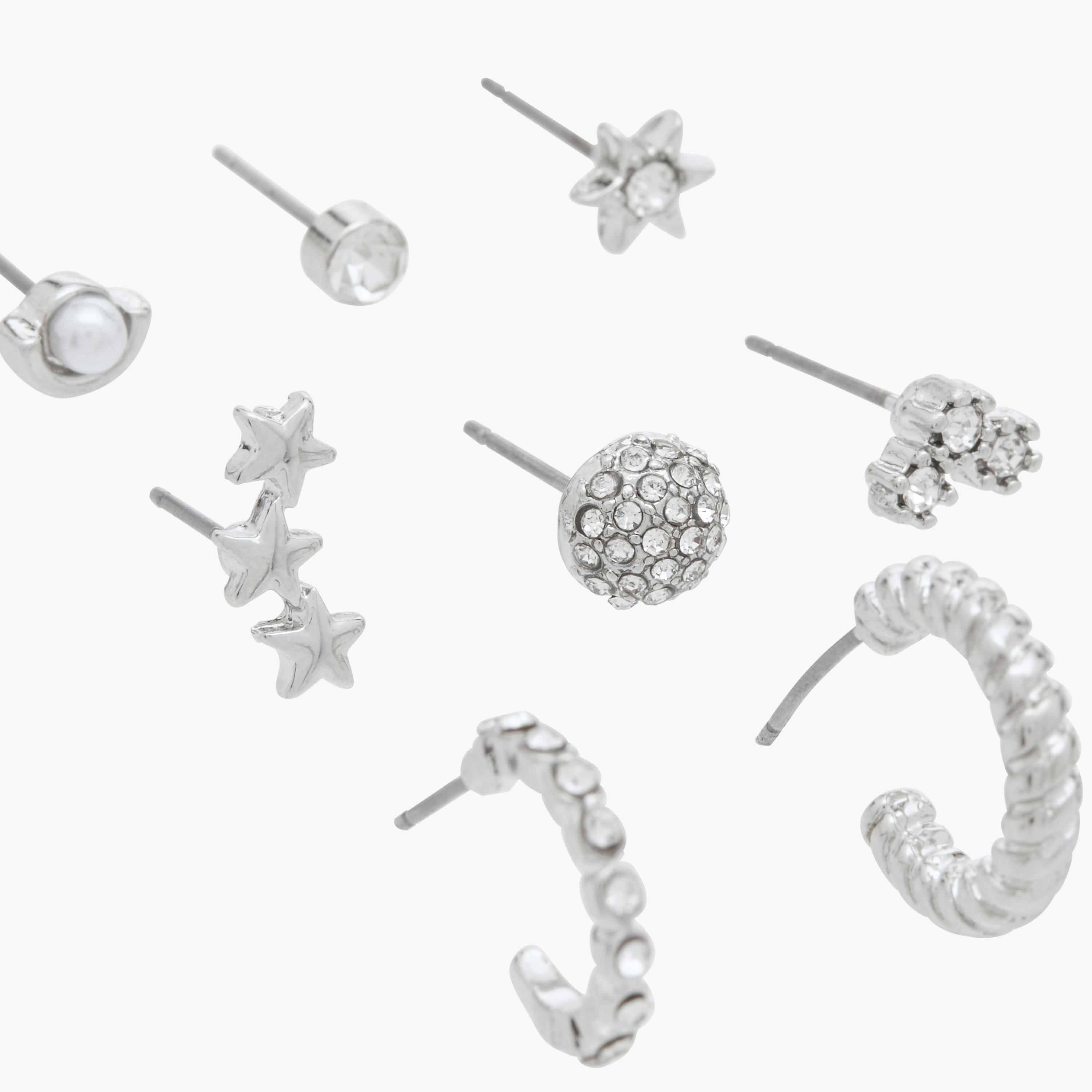 طقم أقراط بمكبس إغلاق خلفي 9 أزواج مزيّنة بالأحجار من فلورا بيلا-women-watchesandjewellery-jewellery-earrings-image-3