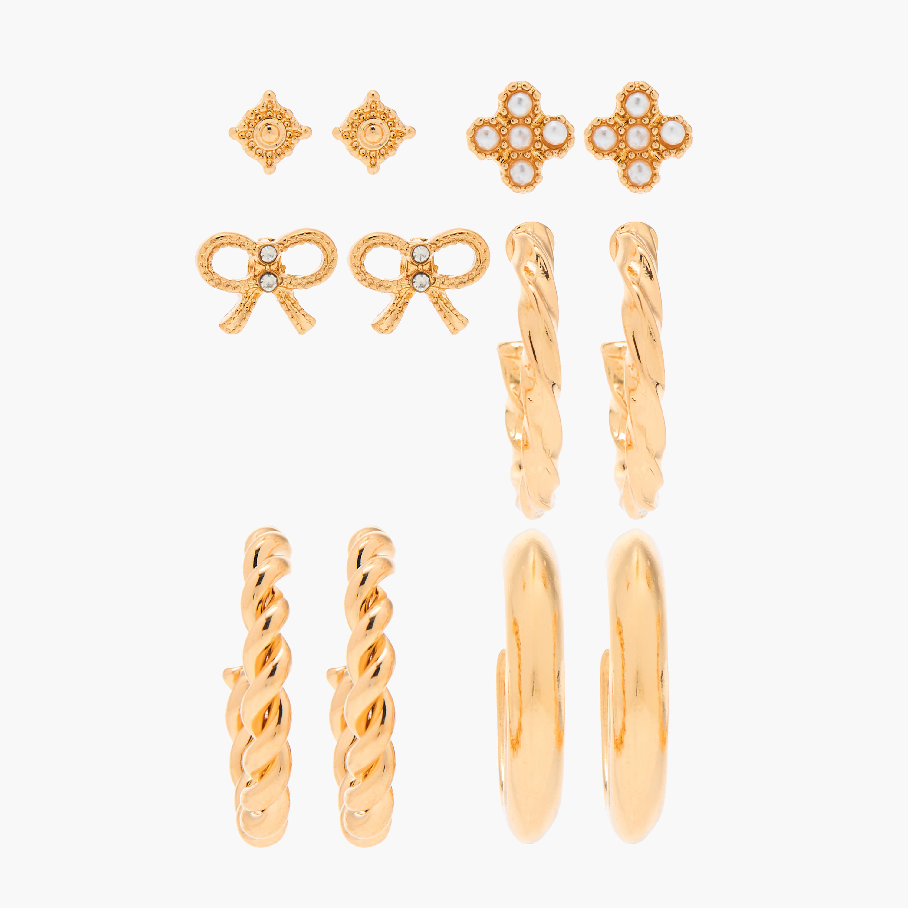 Flora Bella Assorted Metallic Earrings with Pushback Closure - Set of 6-women-watchesandjewellery-jewellery-earrings-image-1