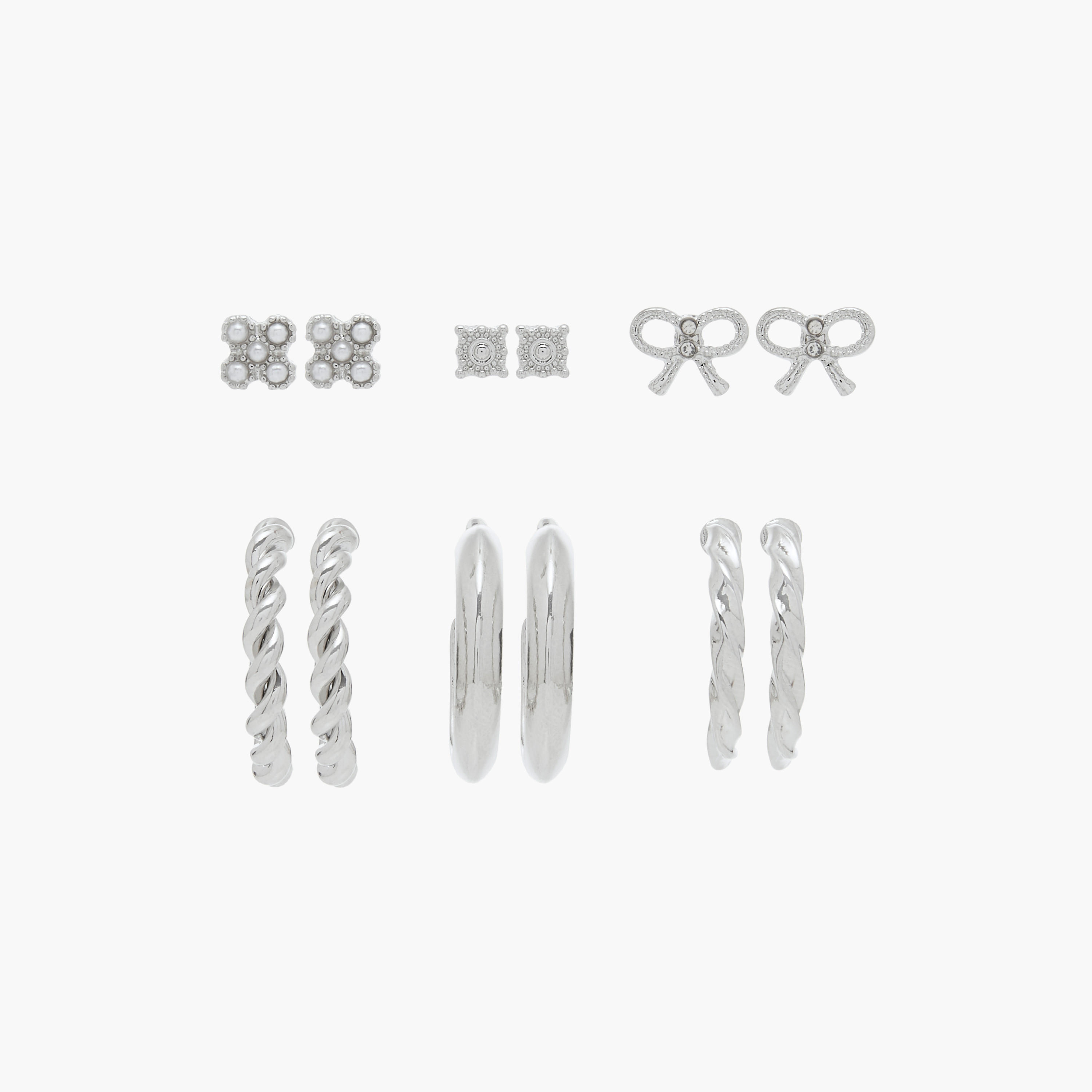 Flora Bella Assorted Metallic Earrings with Pushback Closure - Set of 6-women-watchesandjewellery-jewellery-earrings-image-1
