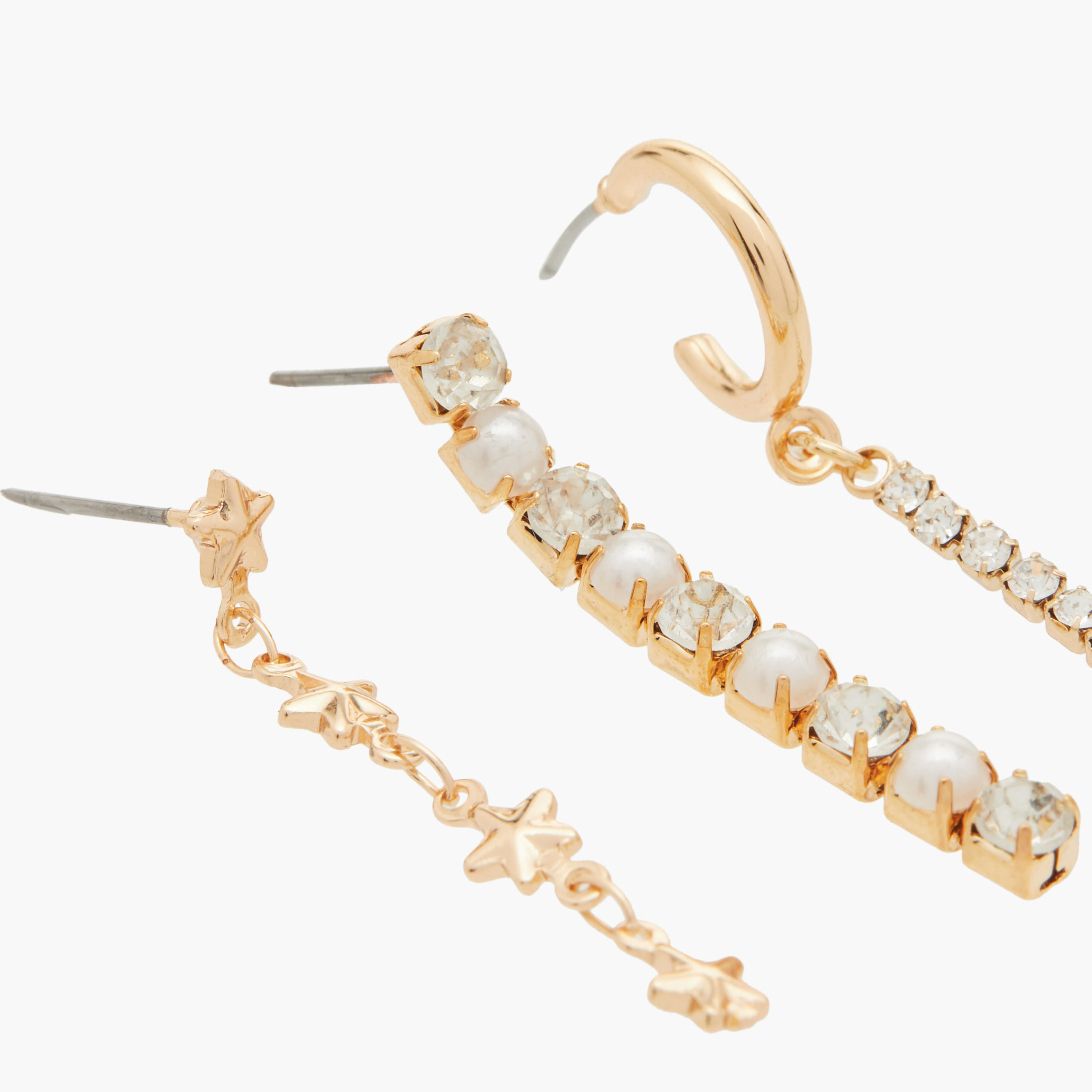 Flora Bella Stone Embellished Dangler Earrings with Pushback Closure - Set of 3-women-watchesandjewellery-jewellery-earrings-image-3