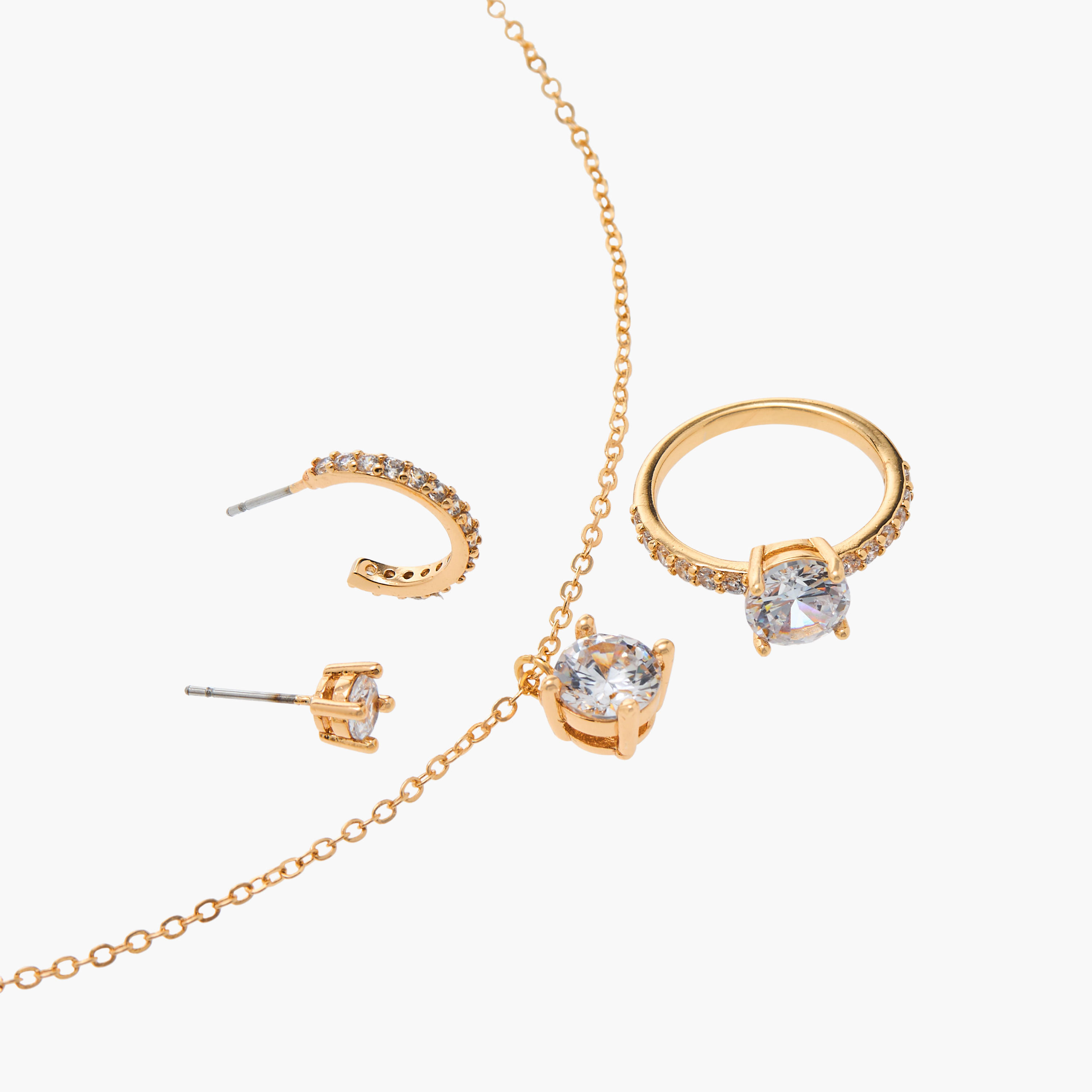Flora Bella 4-Piece Studed Necklace with Earrings and Ring Set-women-watchesandjewellery-jewellery-jewellerysets-image-3