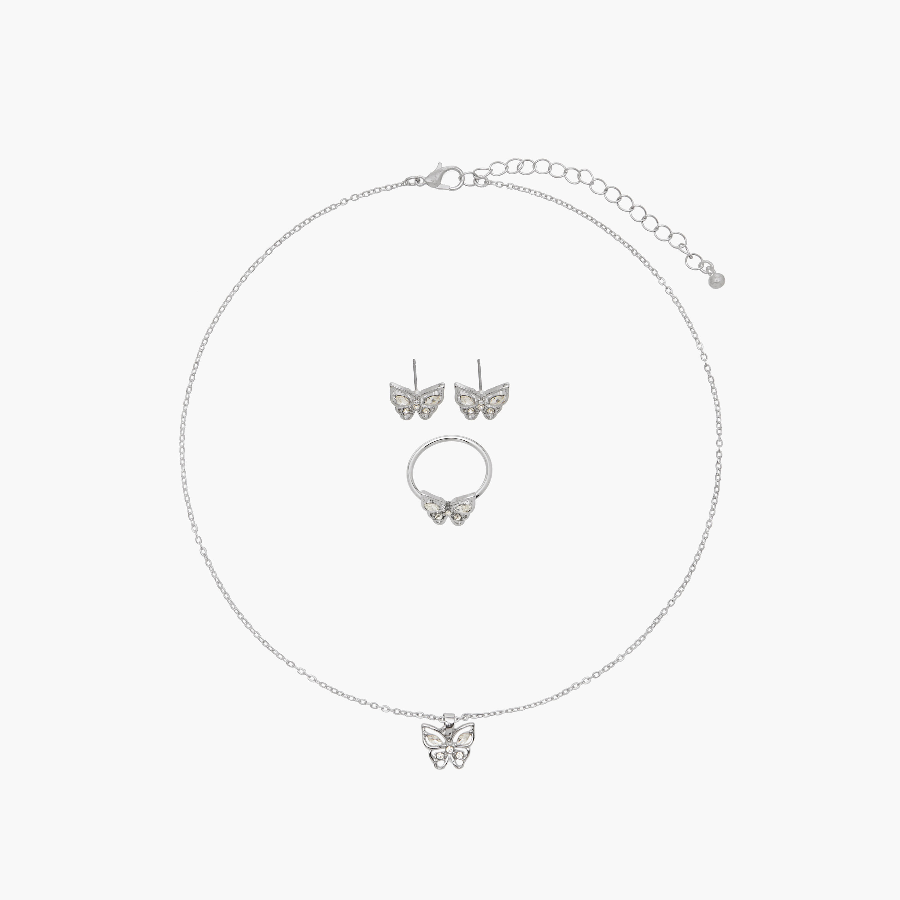Flora Bella Butterfly Pendant Necklace with Earrings and Ring Set-women-watchesandjewellery-jewellery-jewellerysets-image-1