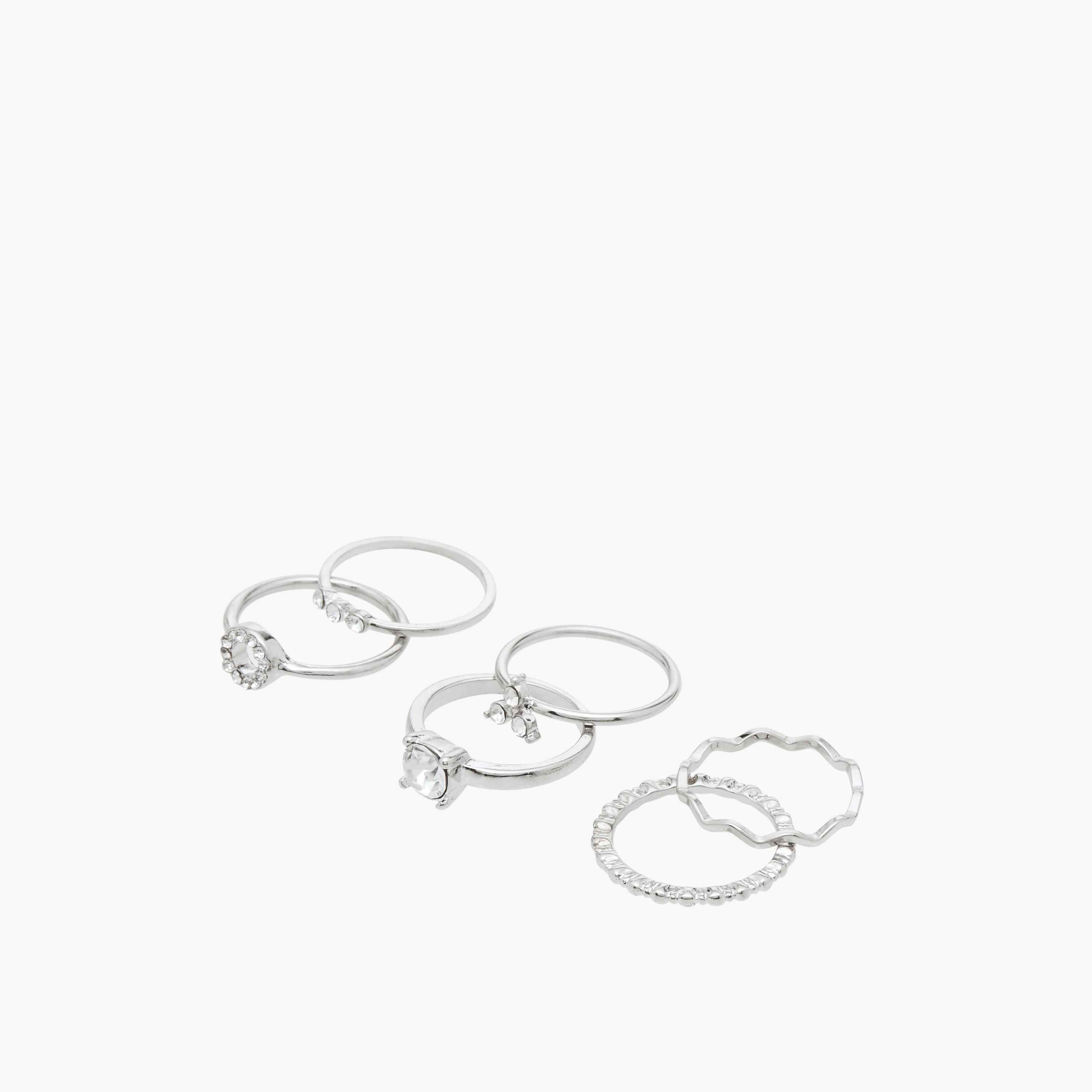 طقم خواتم ميتاليك 6 قطع متنوعة من فلورا بيلا-women-watchesandjewellery-jewellery-rings-image-1
