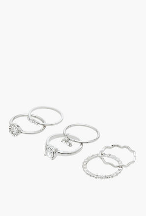 طقم خواتم ميتاليك 6 قطع متنوعة من فلورا بيلا-women-watchesandjewellery-jewellery-rings-image-1