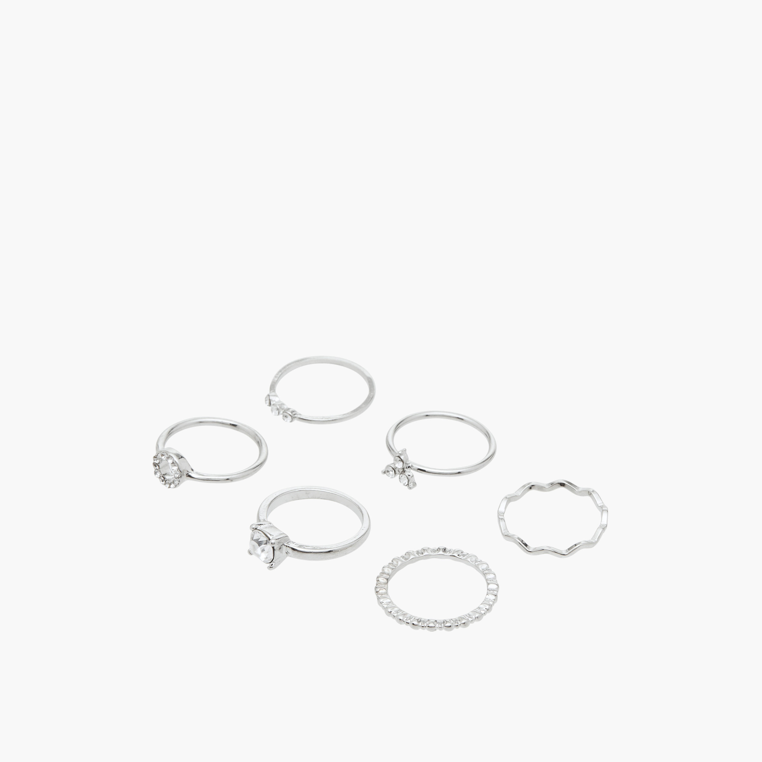 طقم خواتم ميتاليك 6 قطع متنوعة من فلورا بيلا-women-watchesandjewellery-jewellery-rings-image-2