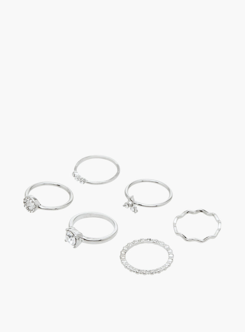 طقم خواتم ميتاليك 6 قطع متنوعة من فلورا بيلا-women-watchesandjewellery-jewellery-rings-image-2