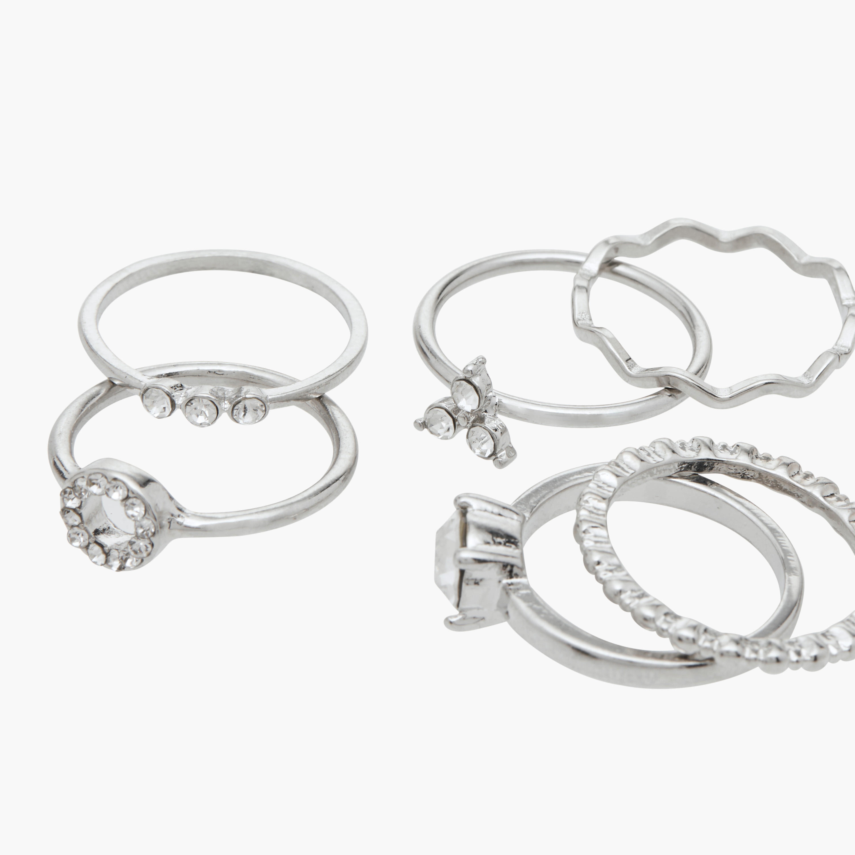 طقم خواتم ميتاليك 6 قطع متنوعة من فلورا بيلا-women-watchesandjewellery-jewellery-rings-image-4