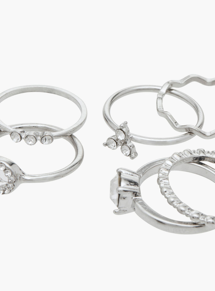 طقم خواتم ميتاليك 6 قطع متنوعة من فلورا بيلا-women-watchesandjewellery-jewellery-rings-image-4