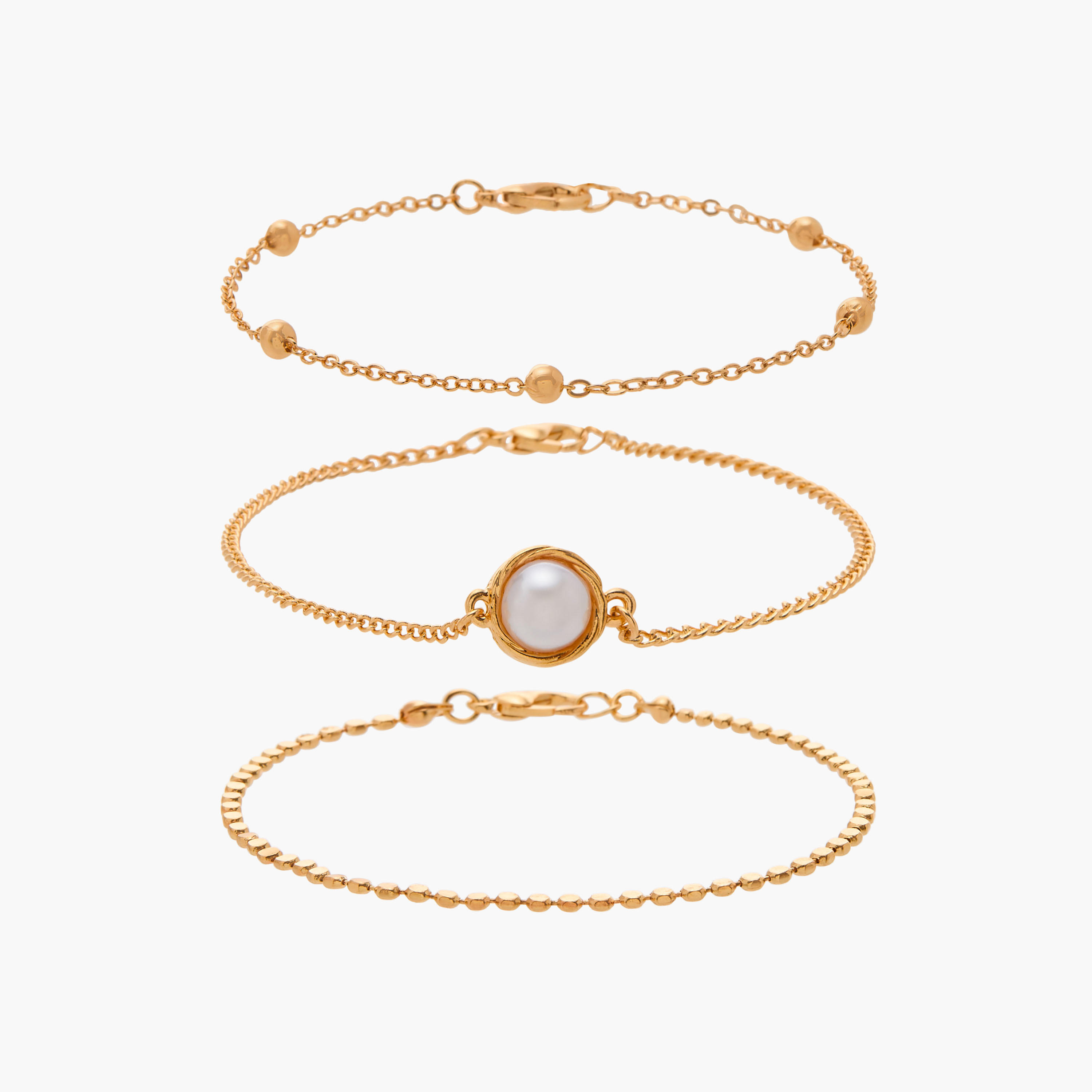 أساور متنوعة 3 قطع بمشبك إغلاق من فلورا بيلا-women-watchesandjewellery-jewellery-banglesandbracelets-image-1