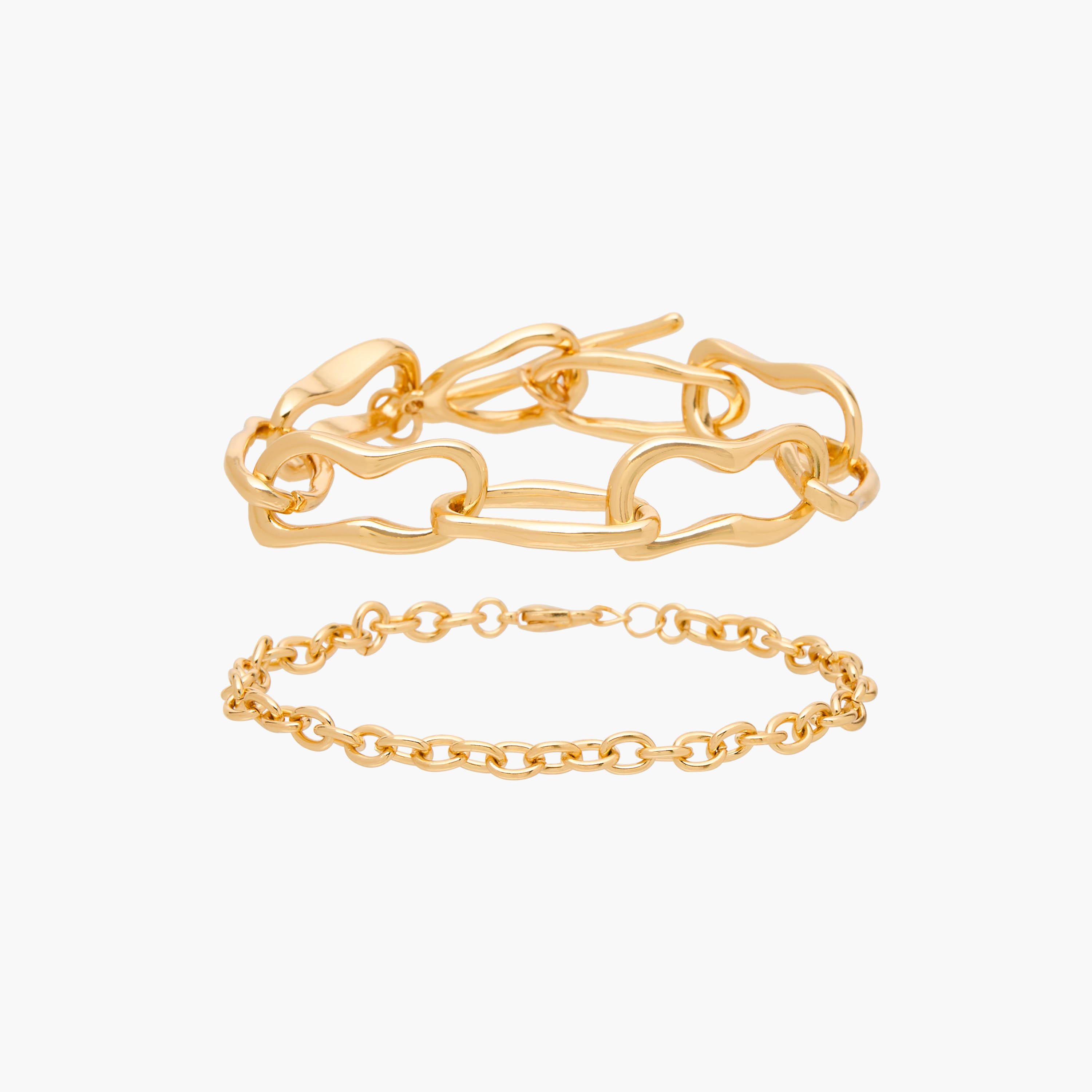 Flora Bella Metallic Chain Bracelet - Set of 2-women-watchesandjewellery-jewellery-banglesandbracelets-image-1
