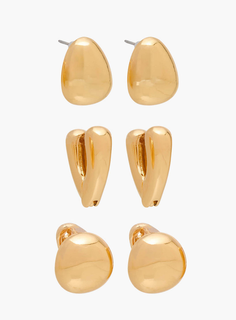 مجموعة أقراط معدنية من فلورا بيلا عدد 3-women-watchesandjewellery-jewellery-earrings-image-1