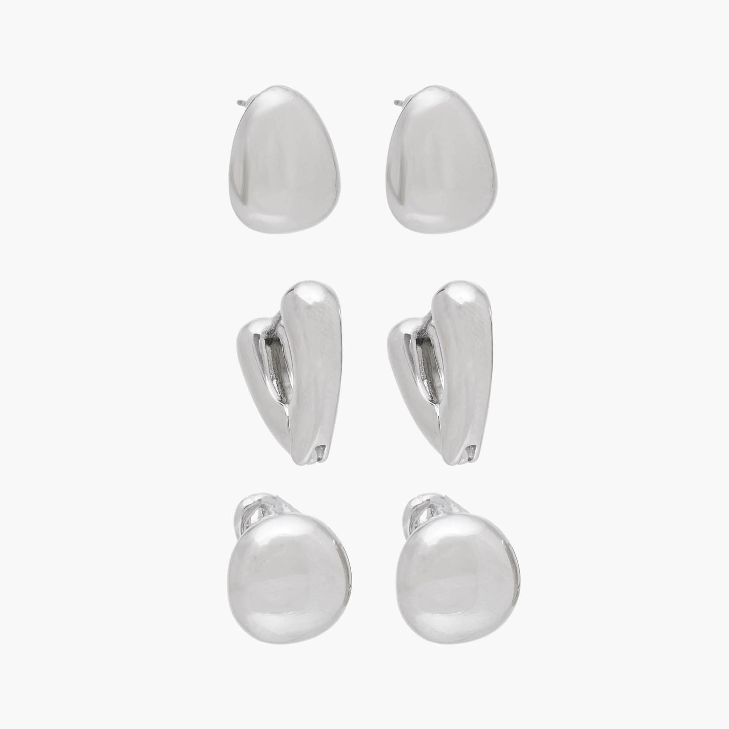 Flora Bella Metallic Earrings - Set of 3-women-watchesandjewellery-jewellery-earrings-image-1