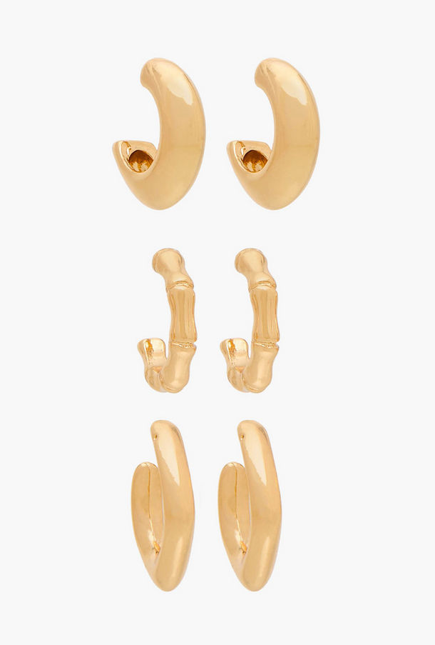 Flora Bella Metallic Earrings with Pushback Closure - Set of 3-women-image-1