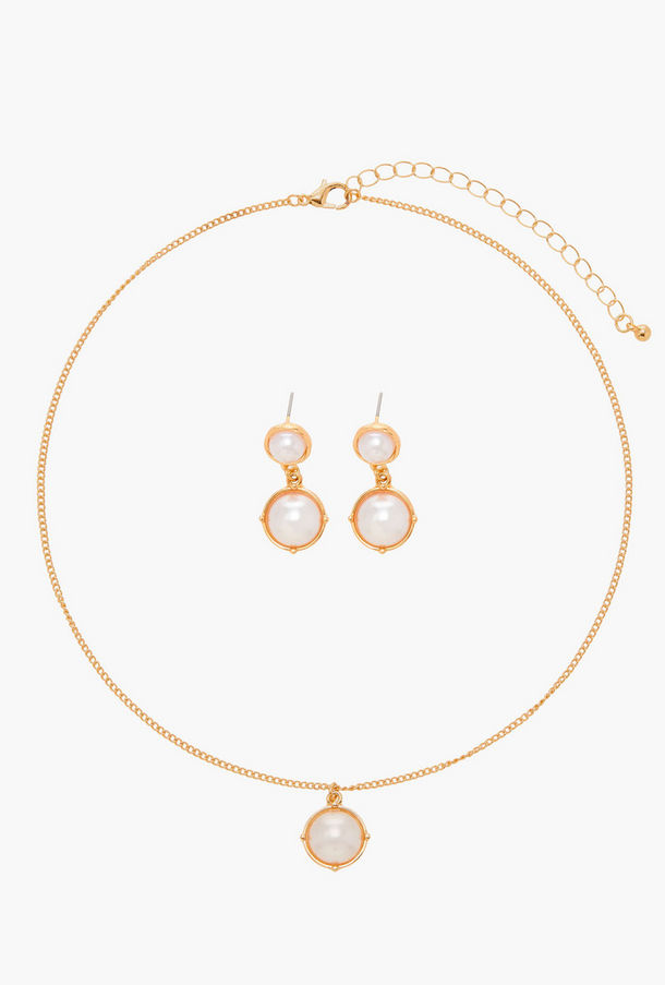 Flora Bella Pearl Embellished Pendant Necklace and Earrings Set-women-image-1