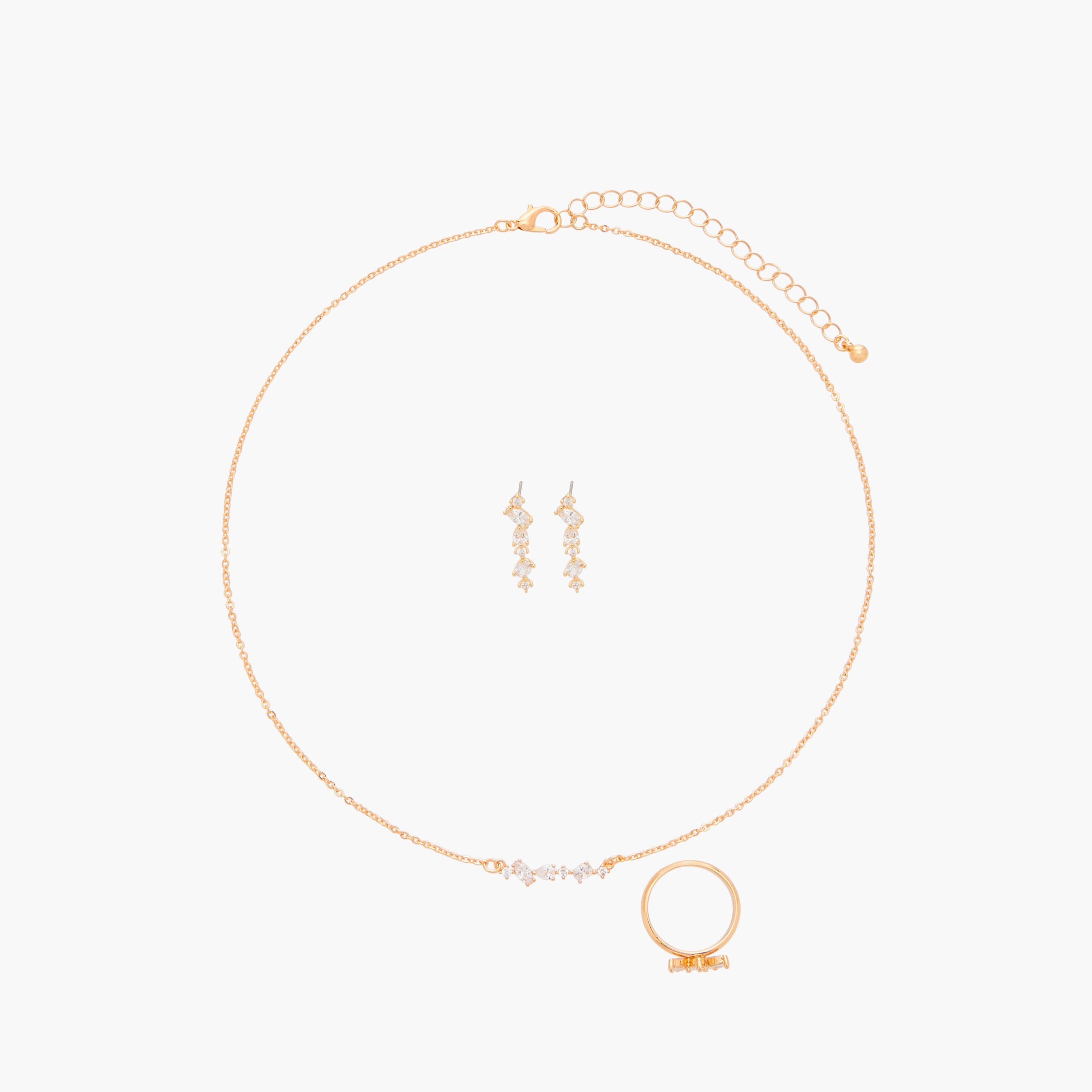 طقم عقدة بدلاية مزينة مع حلق وخاتم من فلورا بيلا-women-watchesandjewellery-jewellery-jewellerysets-image-1