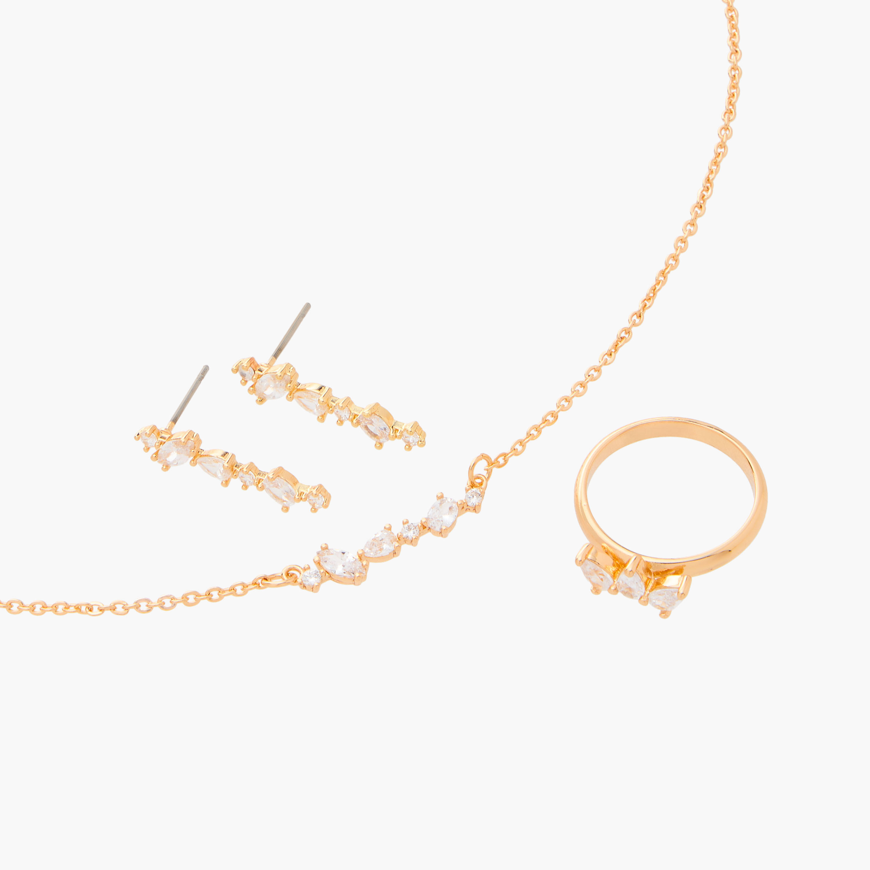 طقم عقدة بدلاية مزينة مع حلق وخاتم من فلورا بيلا-women-watchesandjewellery-jewellery-jewellerysets-image-3