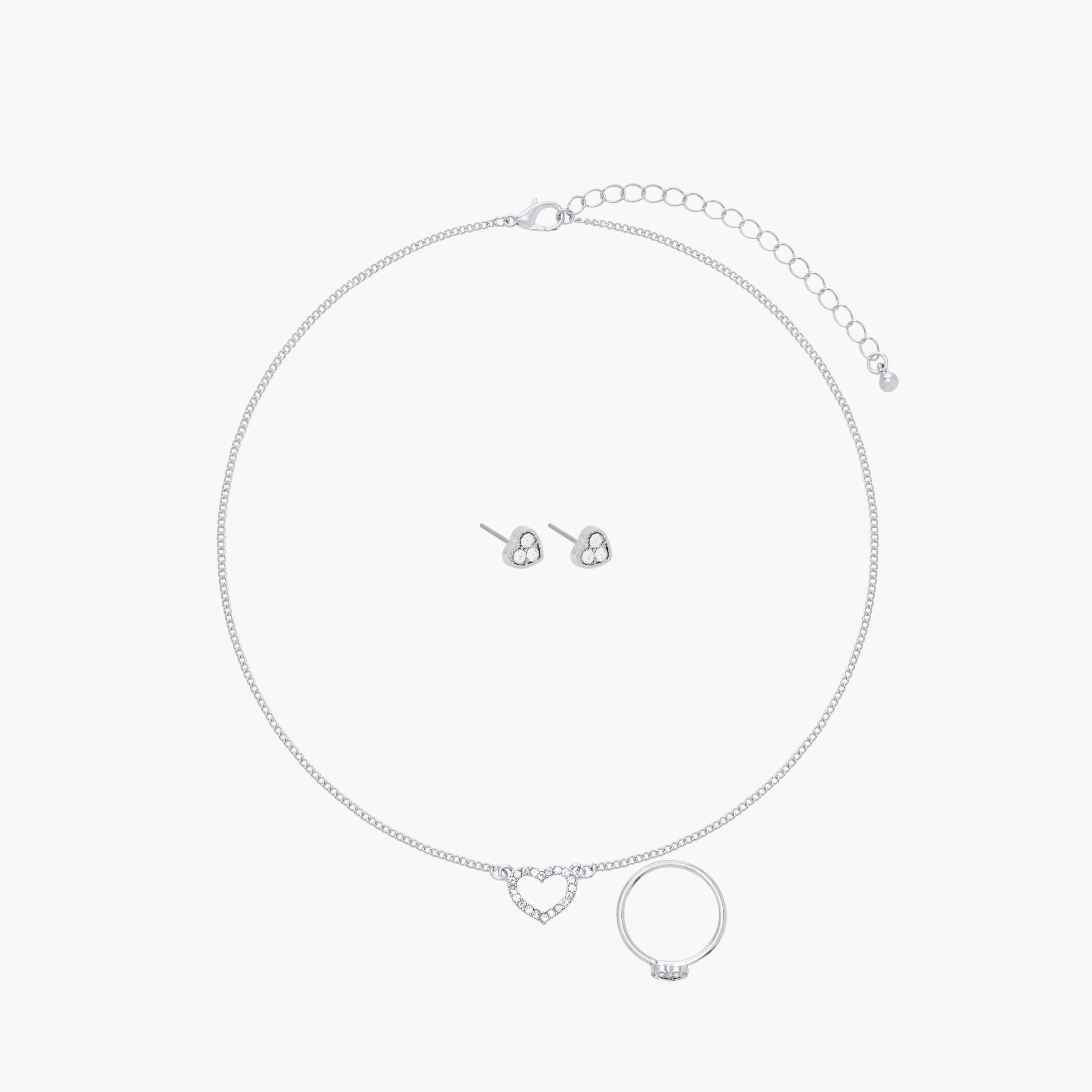 Flora Bella Heart Embellished Pendant Necklace with Earrings and Ring-women-watchesandjewellery-jewellery-jewellerysets-image-1