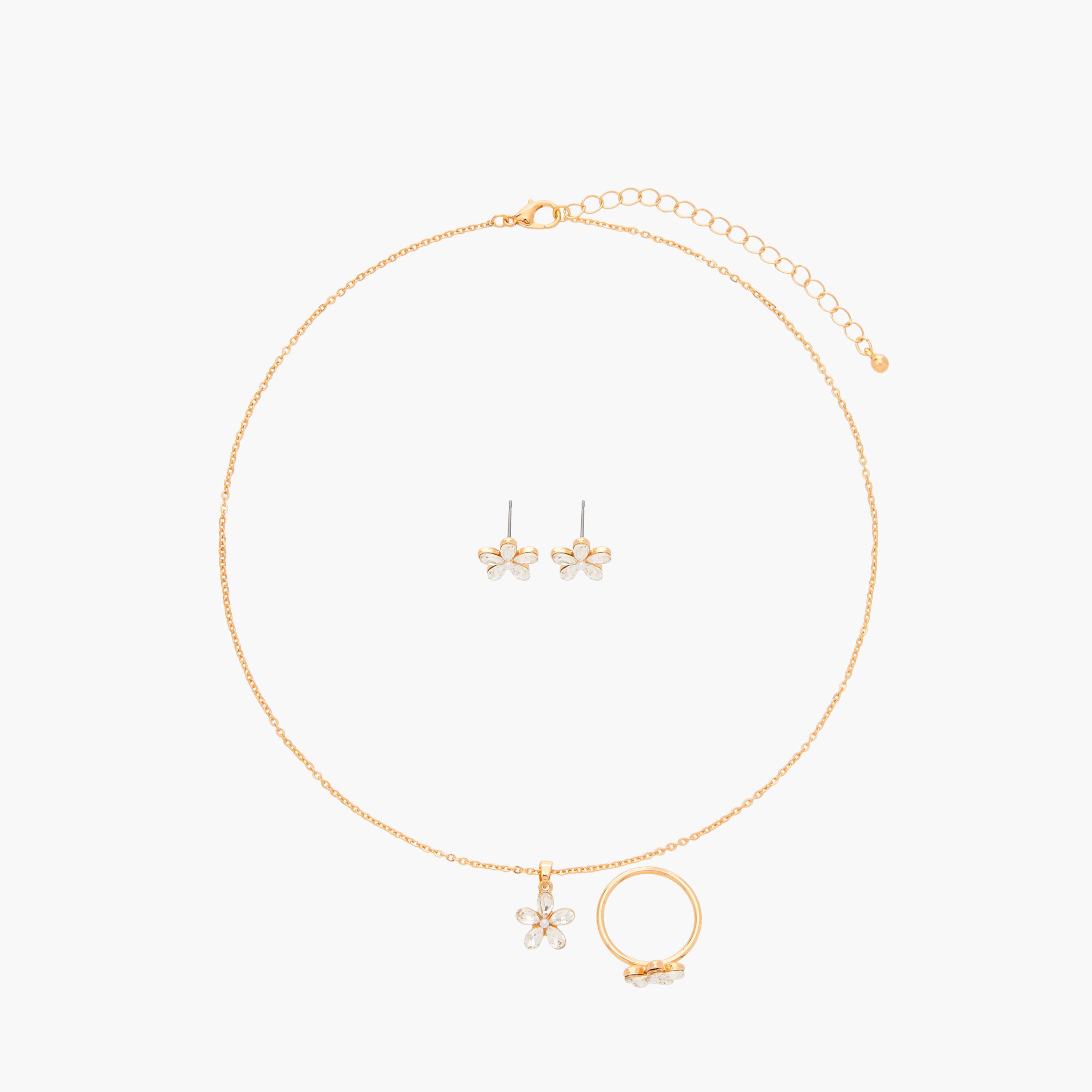 Flora Bella Floral Embellished Pendant Necklace with Earrings and Rings-women-watchesandjewellery-jewellery-jewellerysets-image-1