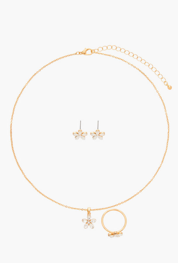 Flora Bella Floral Embellished Pendant Necklace with Earrings and Rings-women-image-1