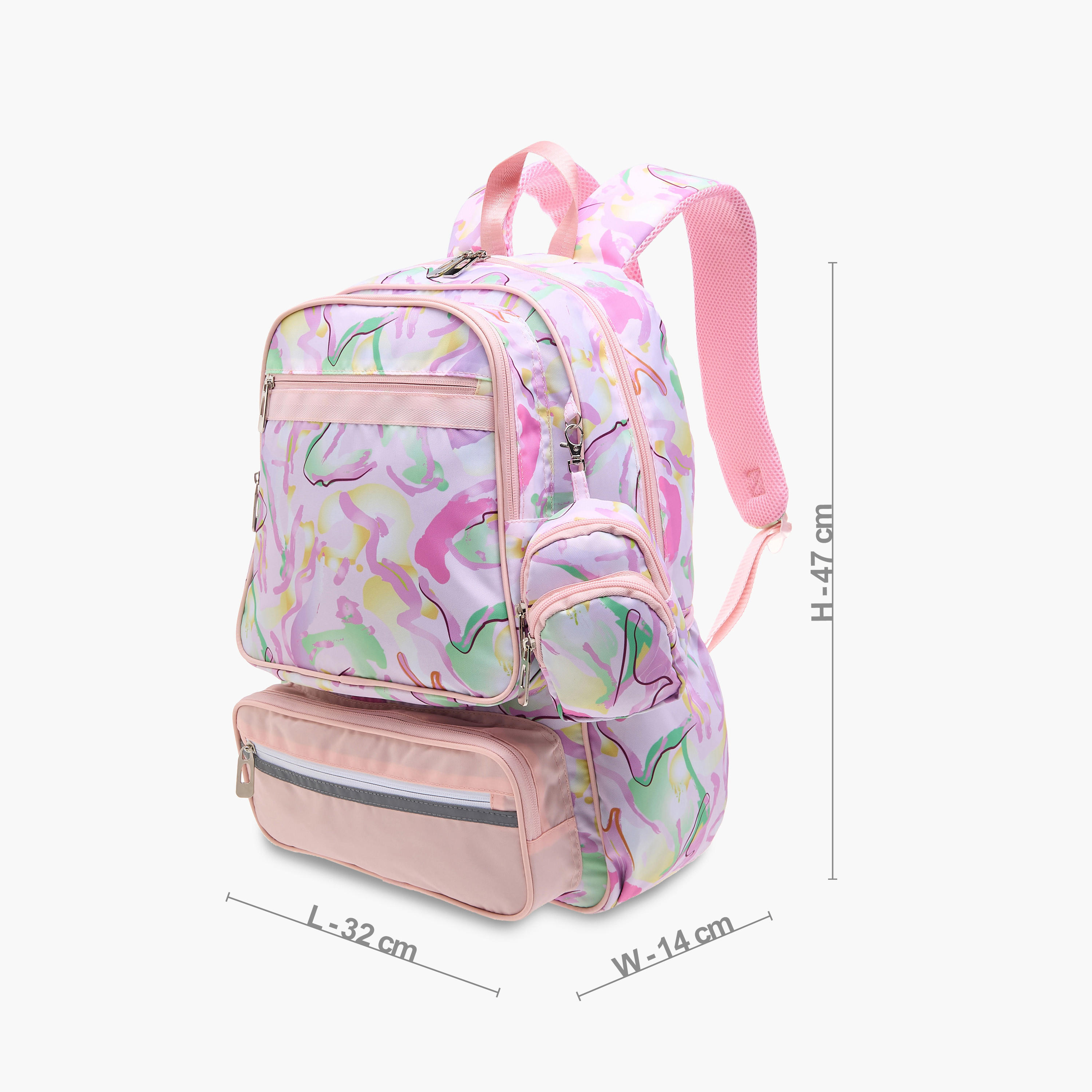 Flora Bella Printed School Backpack with Adjustable Straps and Detachable Pouch - 47x14x32 cm-school-bagsandbackpacks-backpacks-image-2