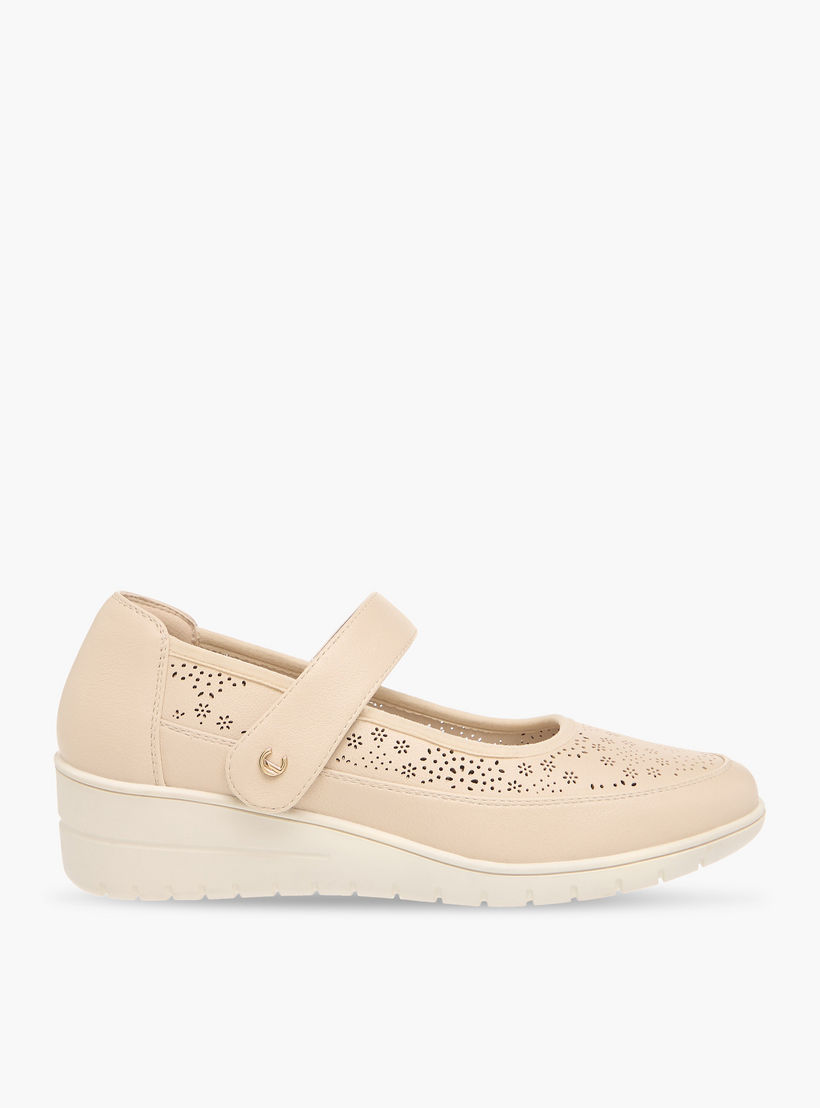 Le Confort Laser Cut Comfort Ballerina Shoes with Hook and Loop Closure-women-shoes-flats-ballerinas-image-3