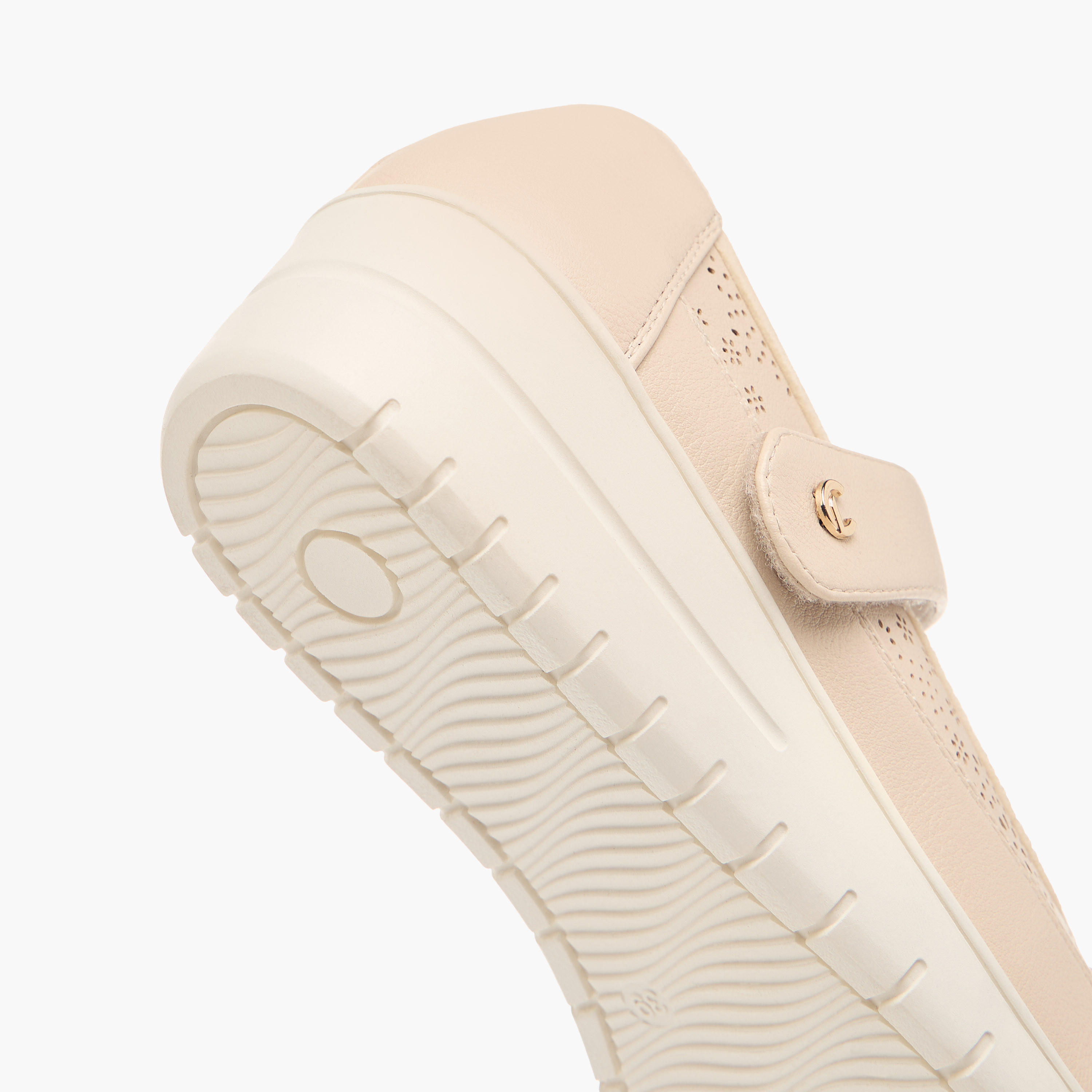 Le Confort Laser Cut Comfort Ballerina Shoes with Hook and Loop Closure-women-shoes-flats-ballerinas-image-5