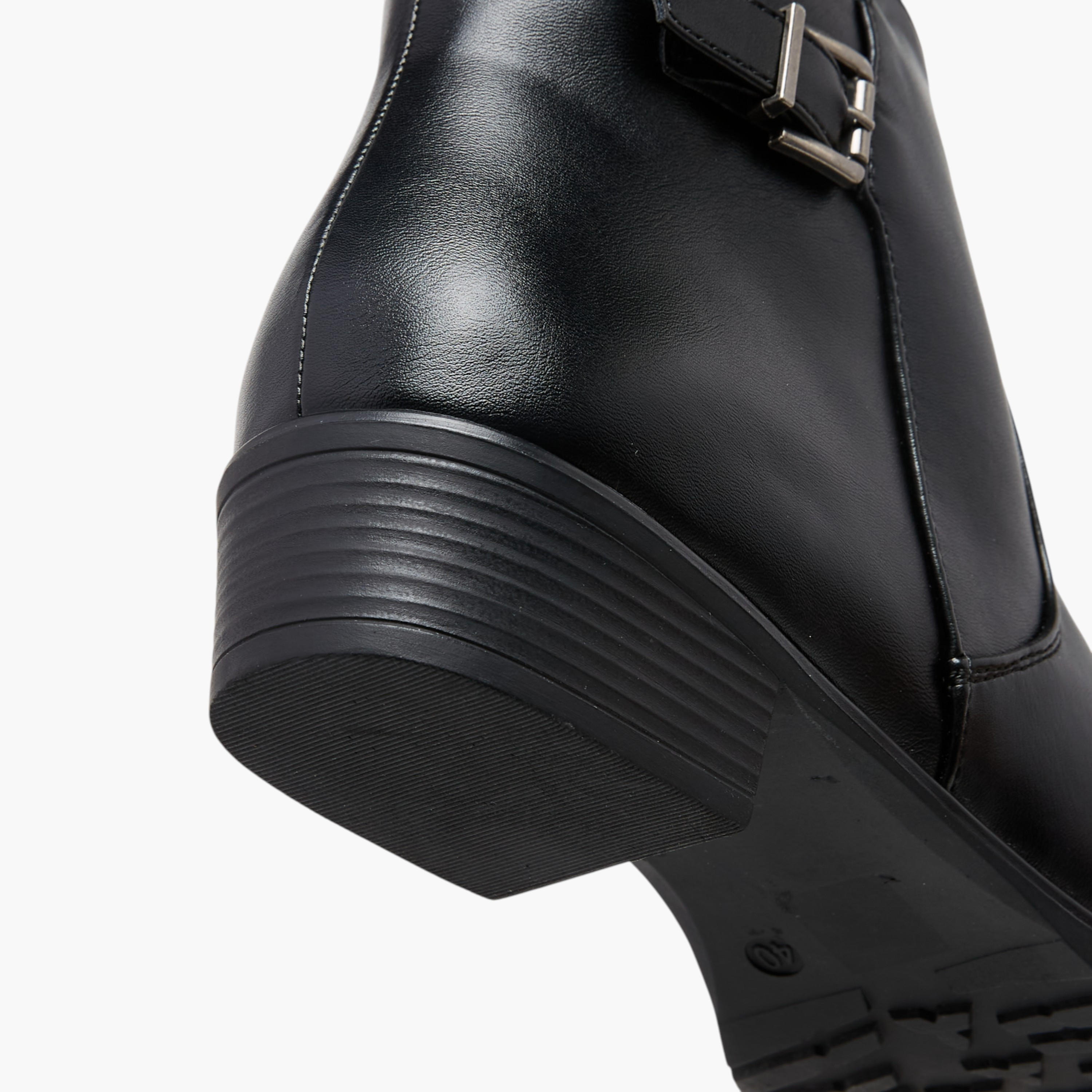 Celeste Women's Buckle Accent Block Heeled Ankle Boots with Zip Closure-women-shoes-boots-image-5