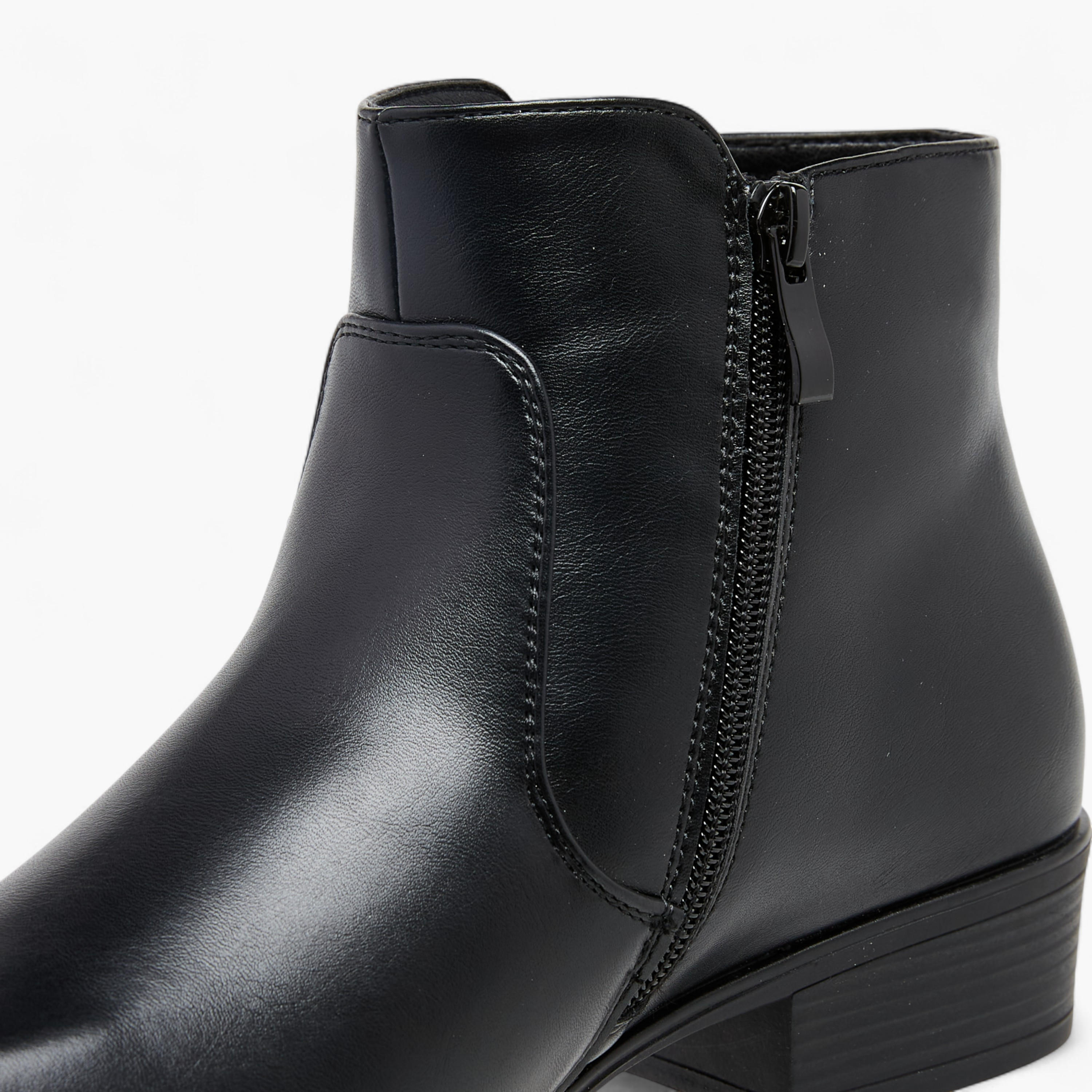 Celeste Women's Buckle Accent Block Heeled Ankle Boots with Zip Closure-women-shoes-boots-image-6