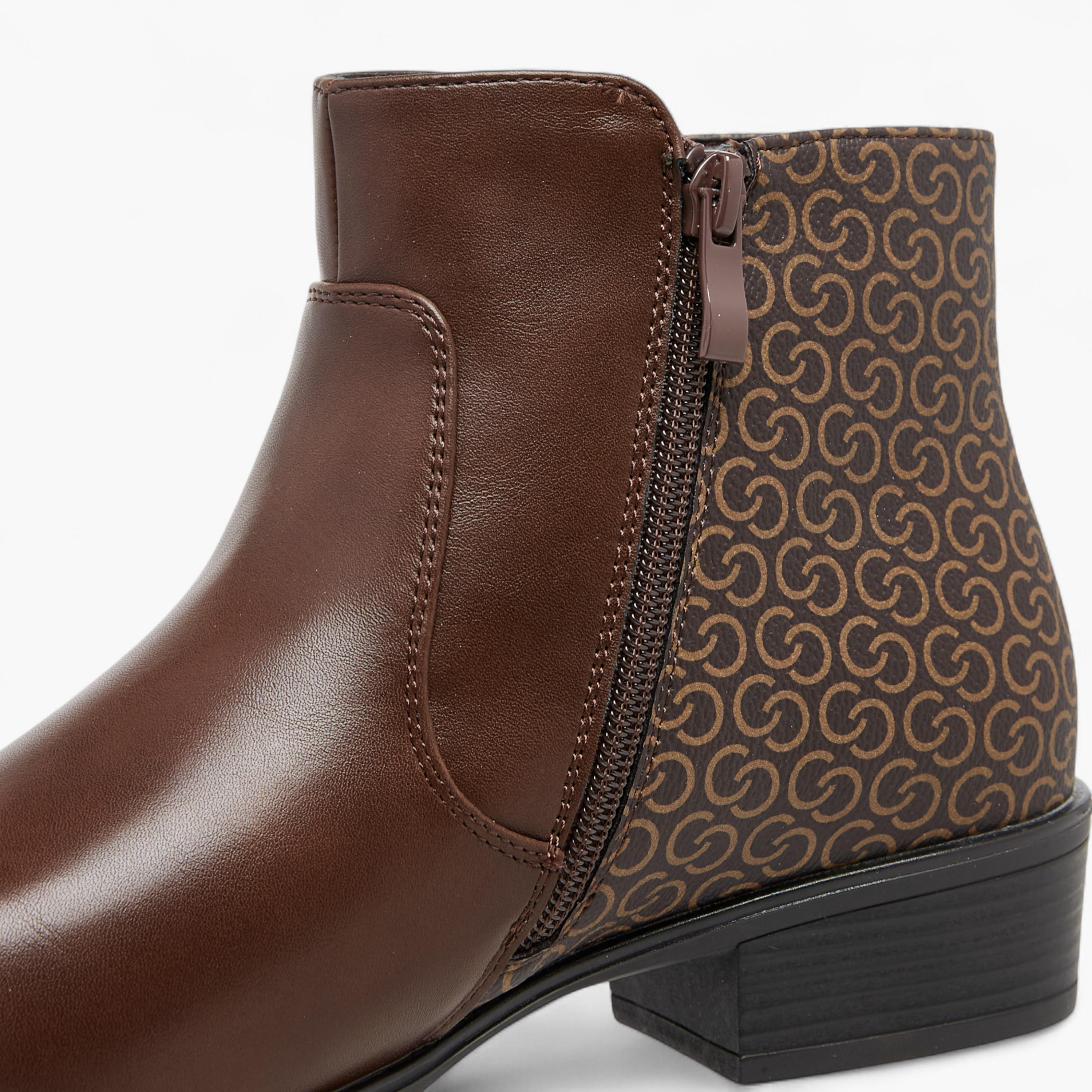 Celeste Women's Buckle Accent Block Heeled Ankle Boots with Zip Closure-women-shoes-boots-image-4
