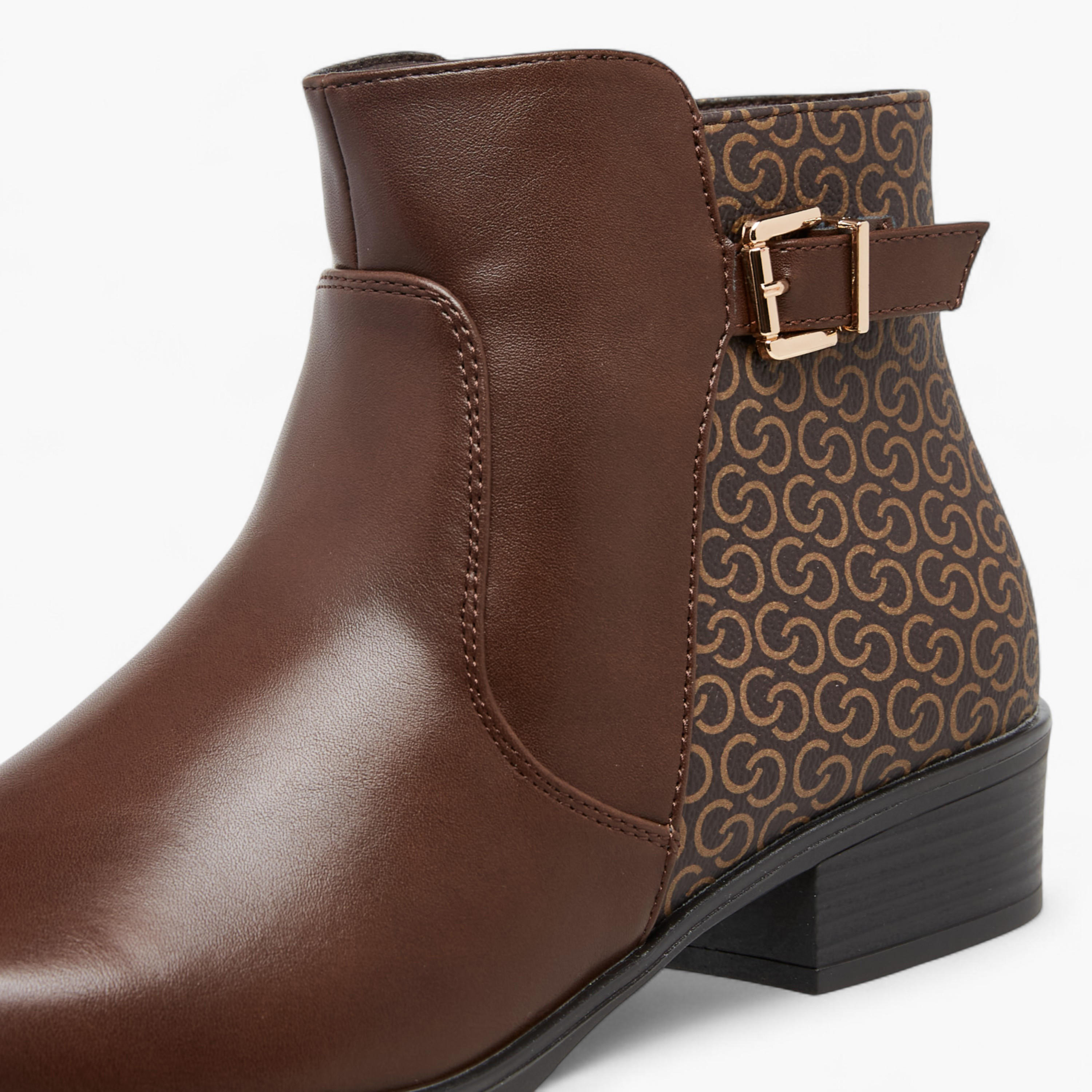 Celeste Women's Buckle Accent Block Heeled Ankle Boots with Zip Closure-women-shoes-boots-image-6