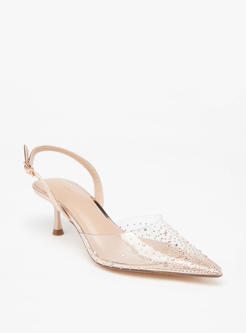 Flora Bella Embellished Pumps with Flared Heels and Buckle Closure-women-shoes-heels-image-1