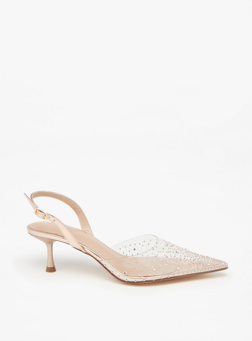 Flora Bella Embellished Pumps with Flared Heels and Buckle Closure-women-shoes-heels-image-2