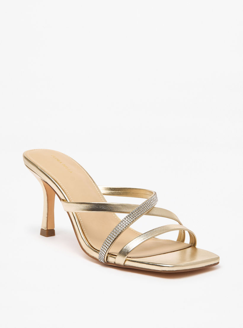 Flora Bella Embellished Cross Strap Slip-On Sandals with Flared Heels-women-shoes-sandals-heeled-image-1