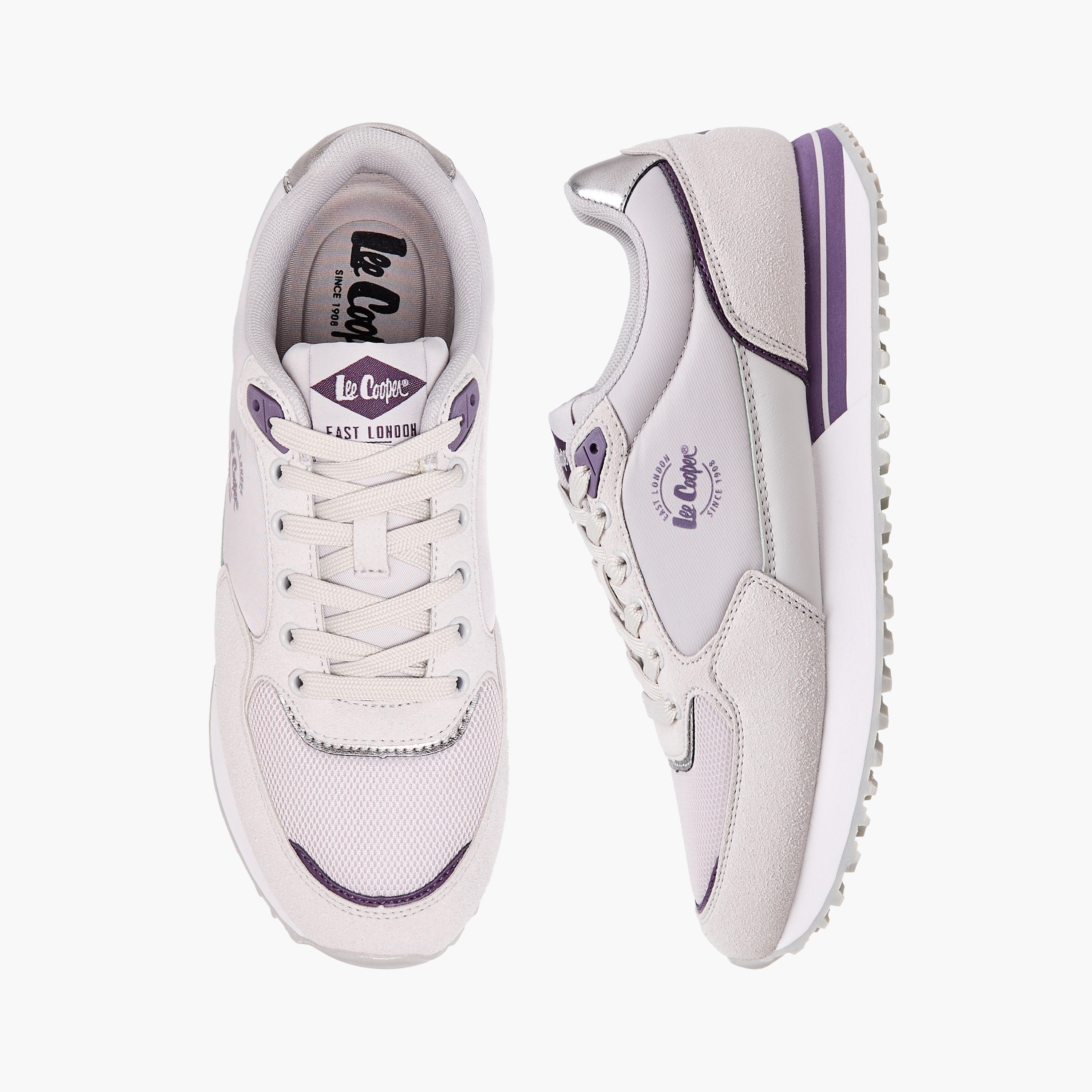 Lee Cooper Women's Logo Print Sneakers with Lace-Up Closure-women-shoes-sneakers-image-1