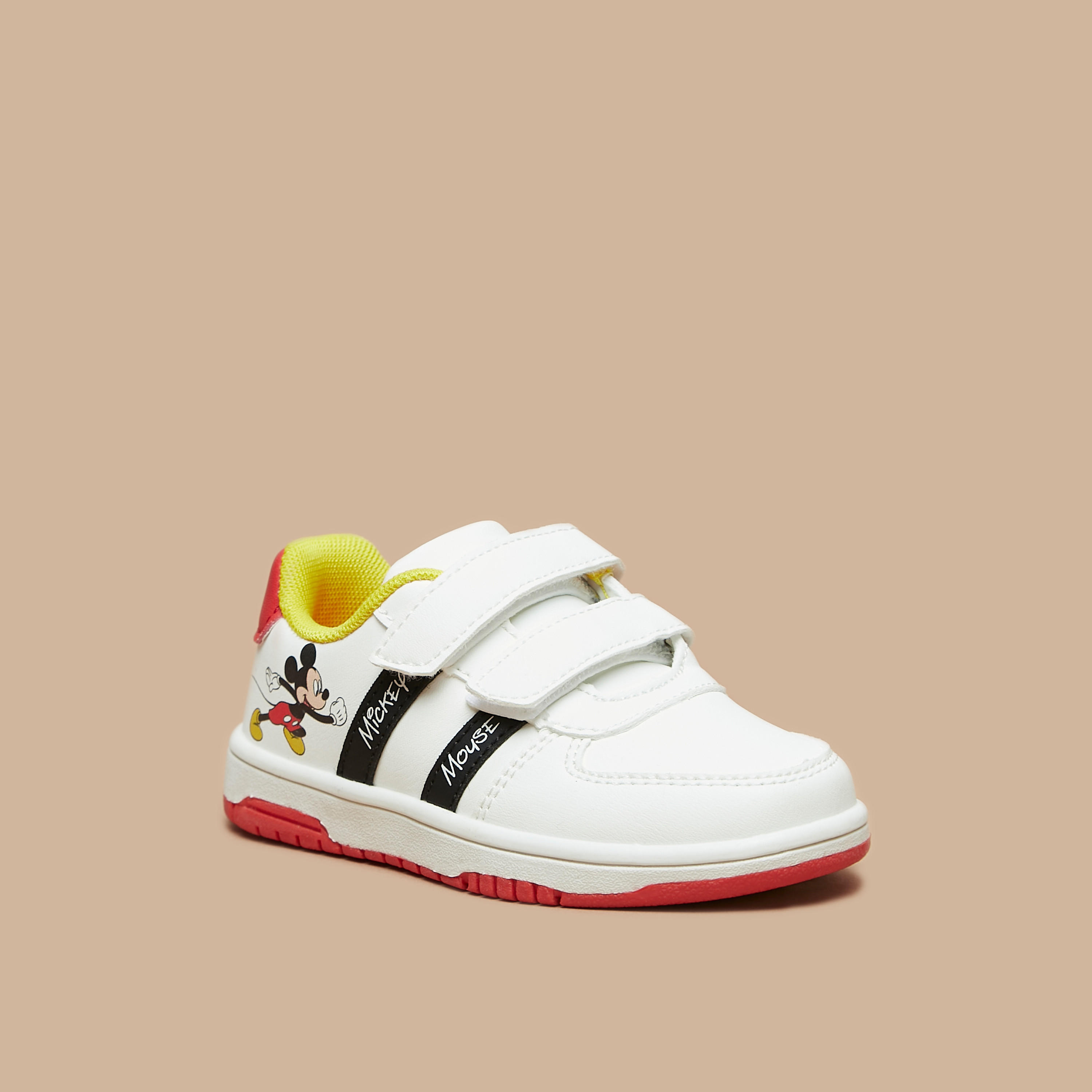 Disney Mickey Mouse Print Sneakers with Hook and Loop Closure-boys-shoes-sneakers-image-1