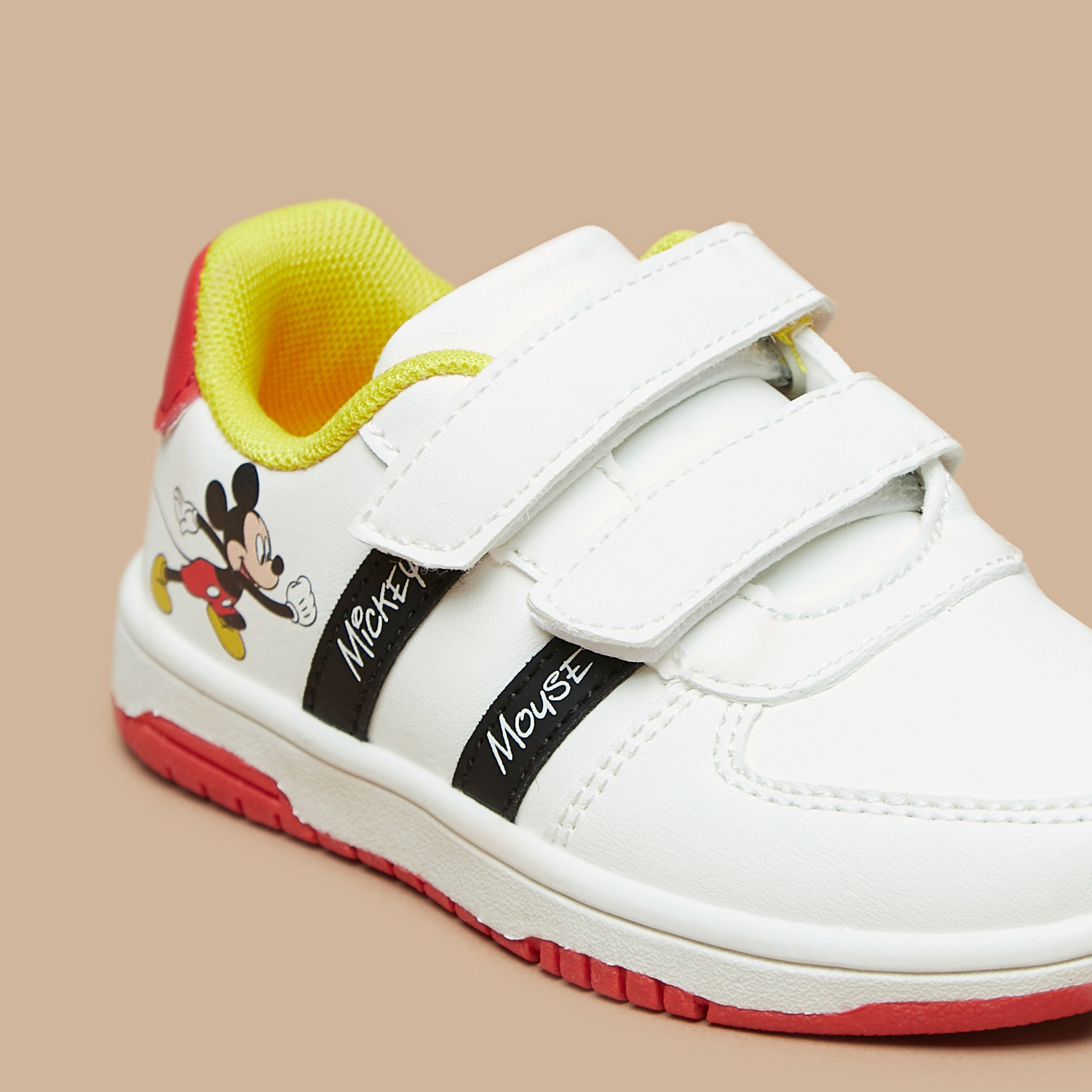 Disney Mickey Mouse Print Sneakers with Hook and Loop Closure-boys-shoes-sneakers-image-5