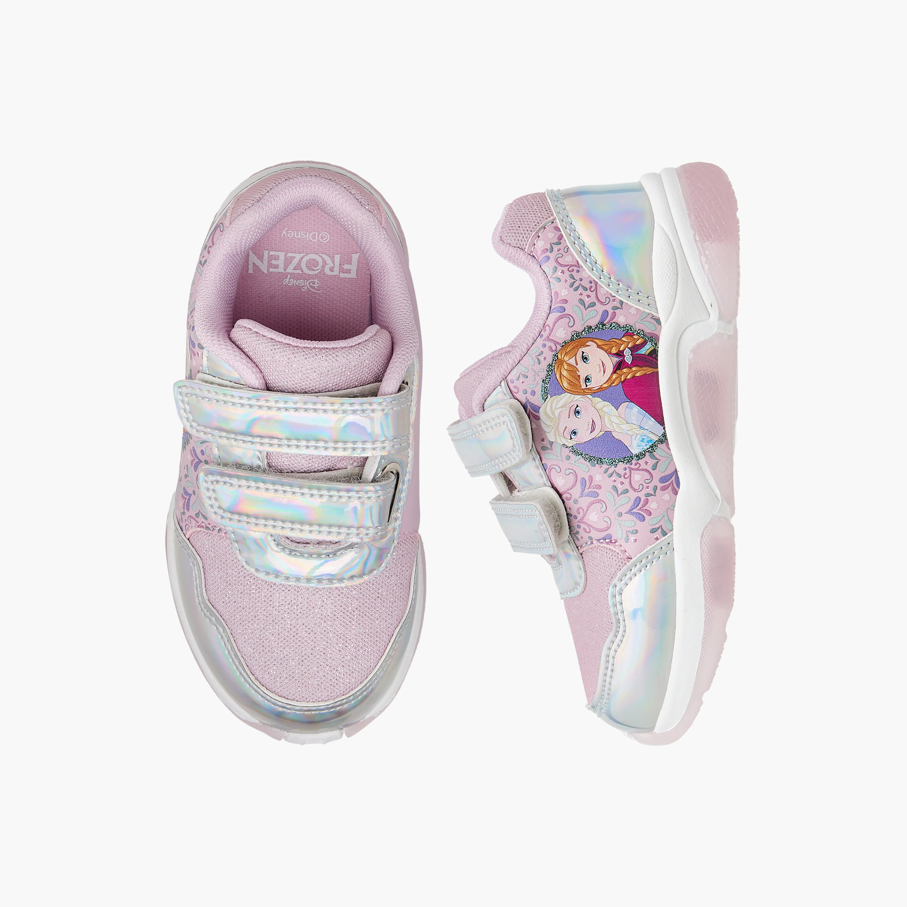 Disney Frozen Print Light-Up Sneakers with Hook and Loop Closure-girls-shoes-sneakers-image-1