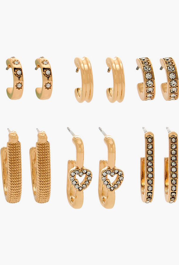 Flora Bella Pack of 6 Metallic Hoop Earrings with Pushback Closure-women-image-1